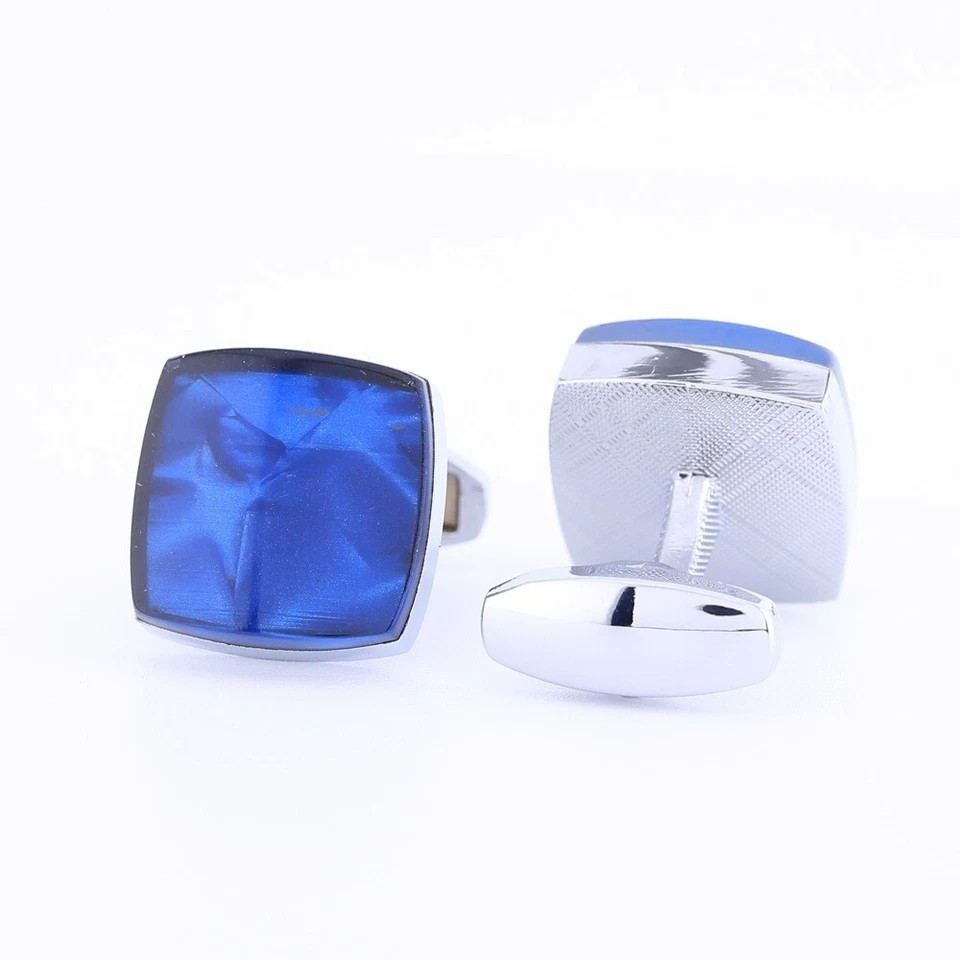 3CT Cushion Lab-Created Sapphire Men's Vintage Cufflinks 14K White Gold Plated