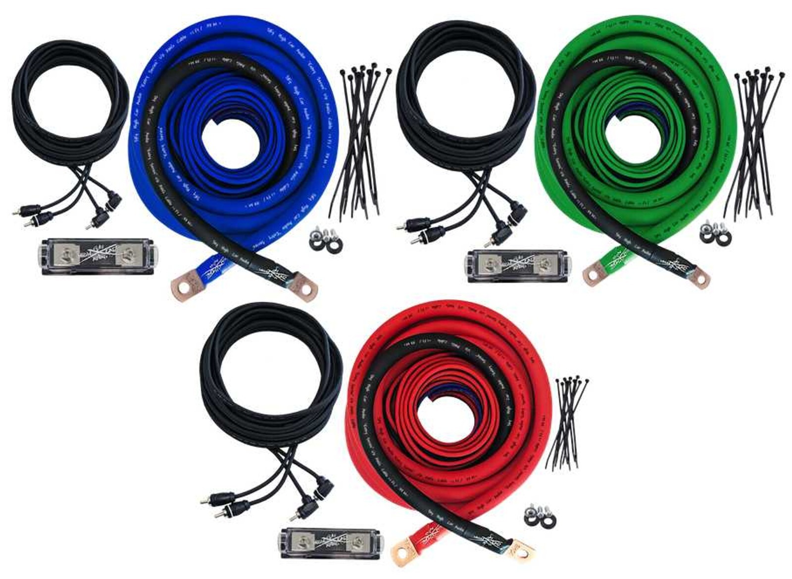 Sky High Car Audio CCA 1/0 E-Series Amp Kit BLUE