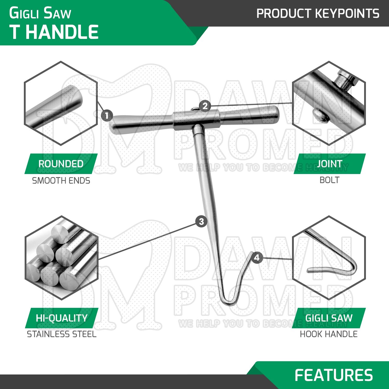 2 Pcs GIGLI Saw T Handles Neurology Orthopedic Surgical & Veterinary German Gr