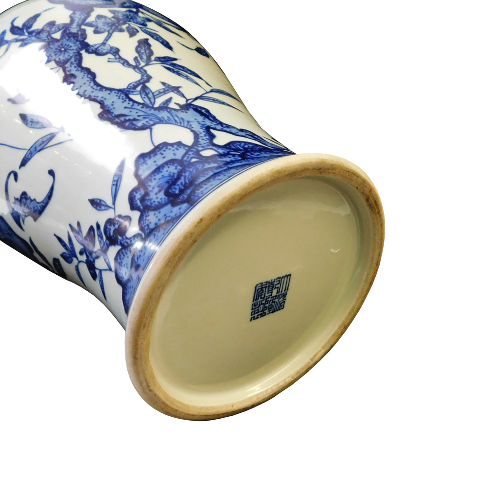 Chinese Blue White Porcelain Peach Graphic Vase cs1751
