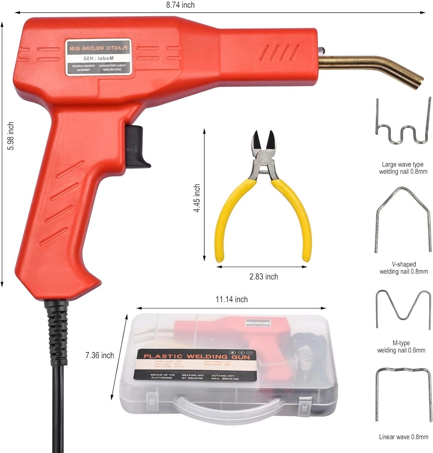 Hot Stapler Car Bumper Fender Fairing Welder Gun Plastic Repair Kit+1000 Staples