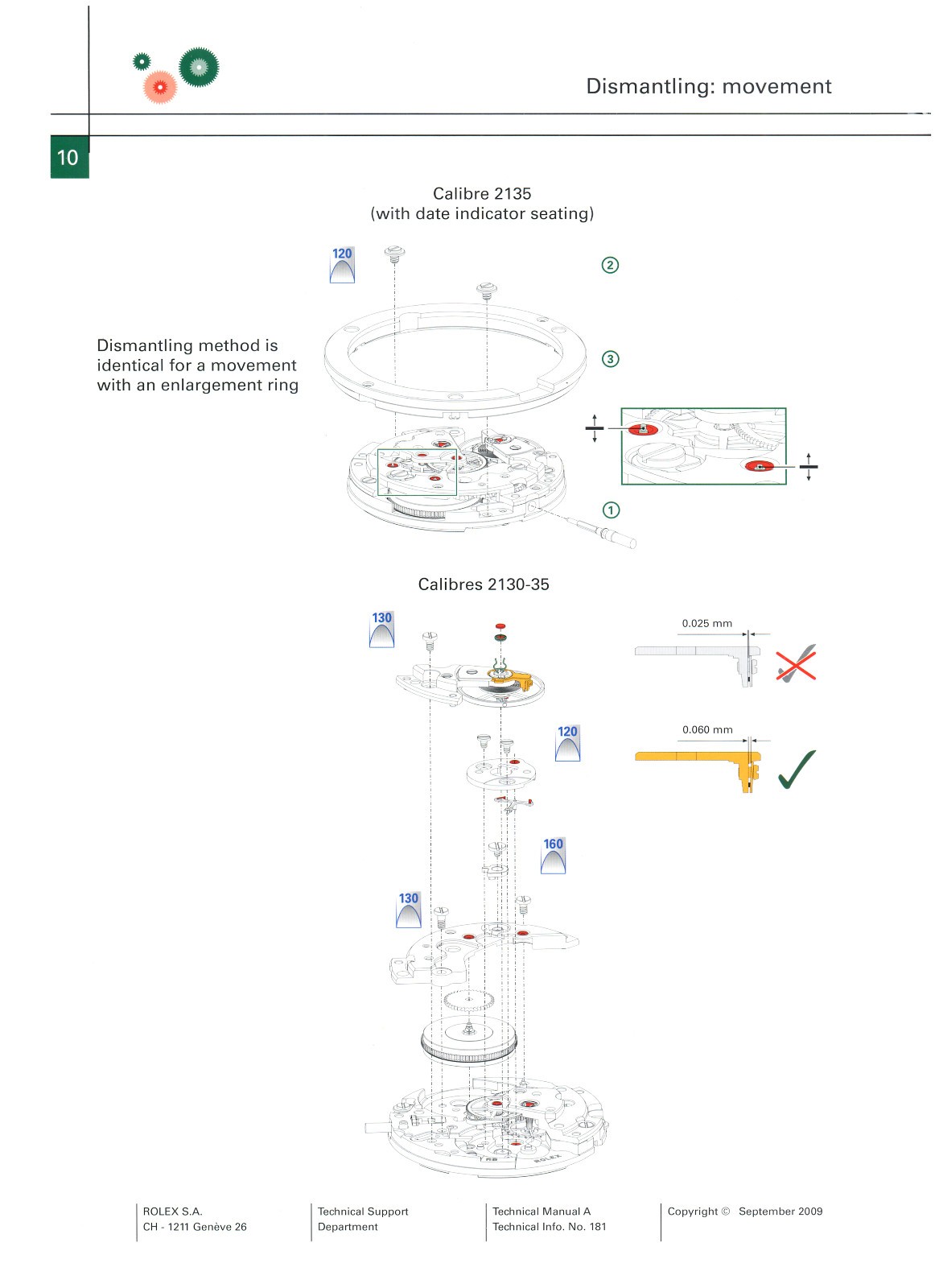 ROLEX MANUAL 2010 A TECHNICAL SERVICE CATALOG INFO SERVICE SPARE PART TECHNICAL