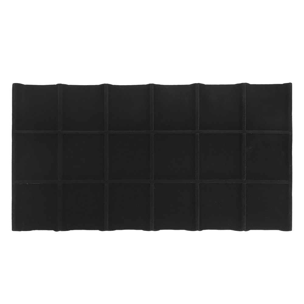 Jewelry Organizer Tray Insert with 18 Slots Black Velvet Liner, 14"x7.5" Display