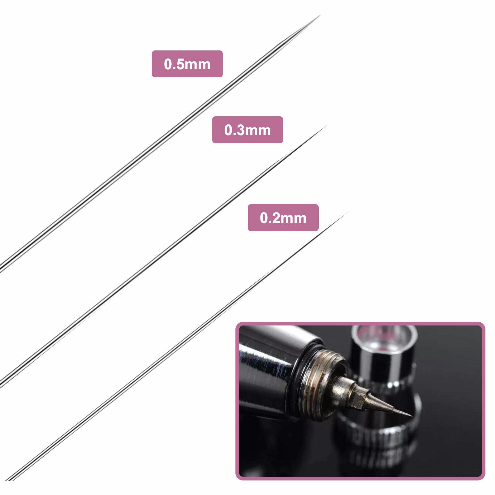 0.2/0.3/0.5mm Airbrush Nozzle Needle Set for Airbrushes Spray Gun Replacement