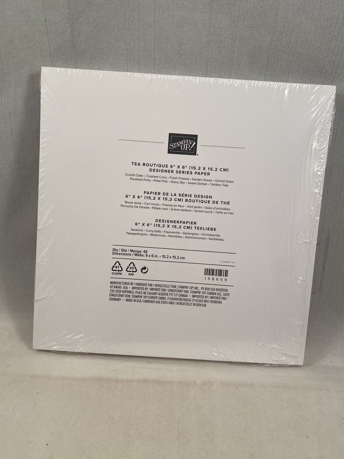 TEA BOUTIQUE Designer Series Paper DSP Stampin Up Full Pack 48 Sheets 6x6