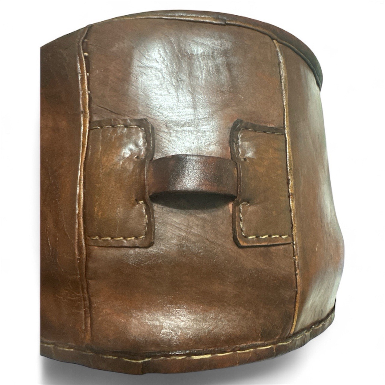 Vintage Peruvian Indigneous Leather Ottoman