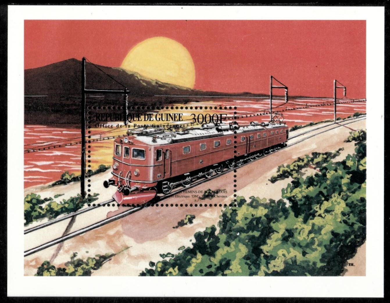Guinea-Conakry 2000 - Trains - Souvenir Stamp Sheet - Scott #1550 - MNH