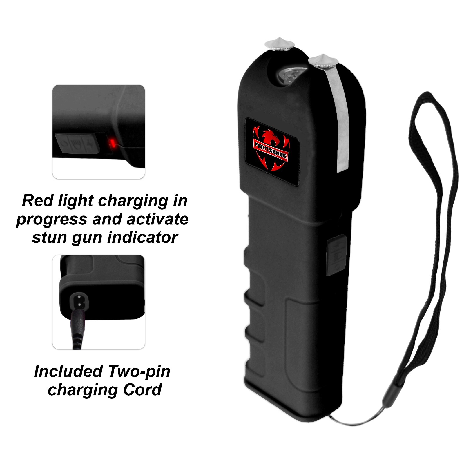 FIGHTSENSE mega Stun Gun VTS-989 - 600BV Heavy Duty Rechargeable LED Flashlight