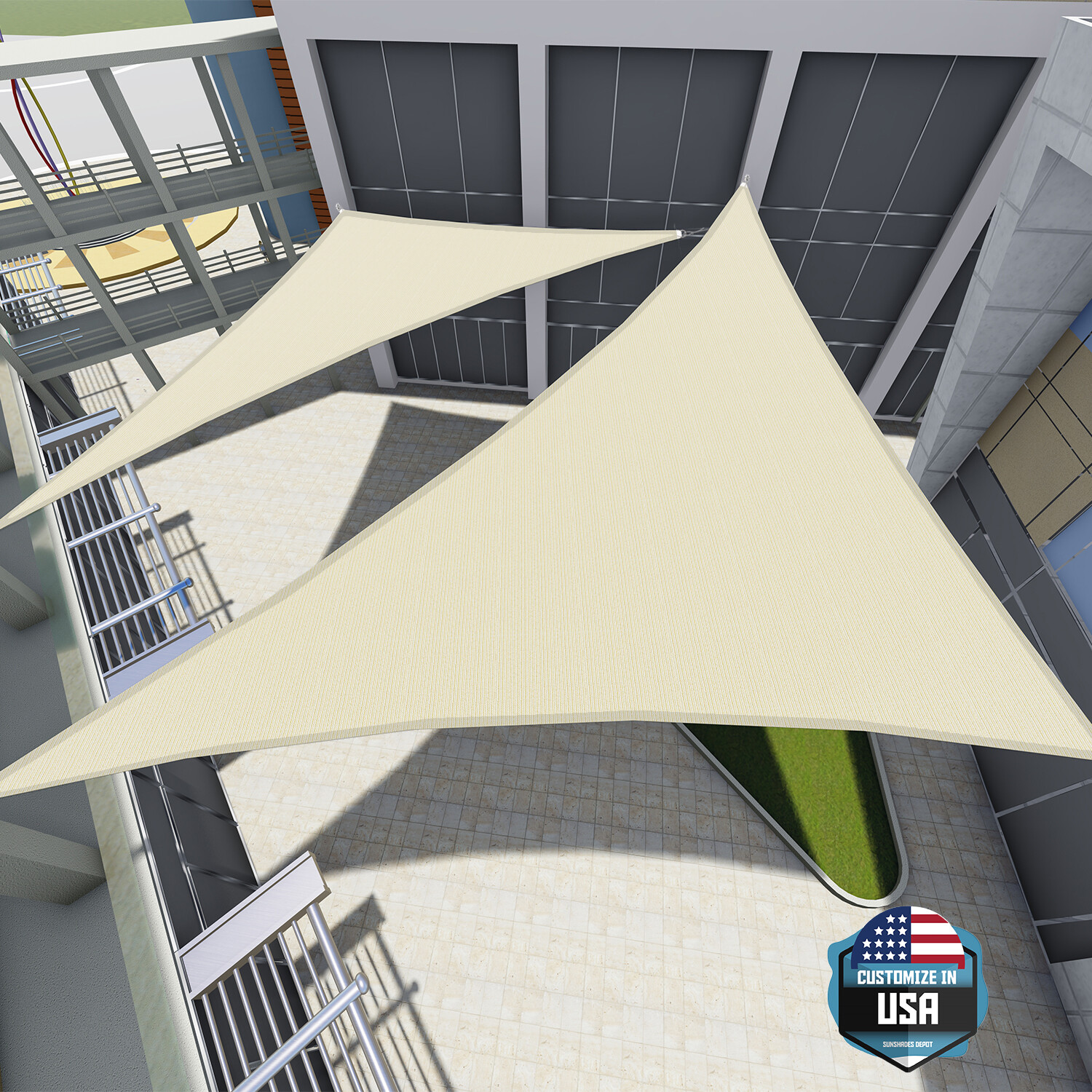 12-28' Sun Shade Sail Canopy Right Triangle Beige UV Sunshade Yard Deck Outdoor