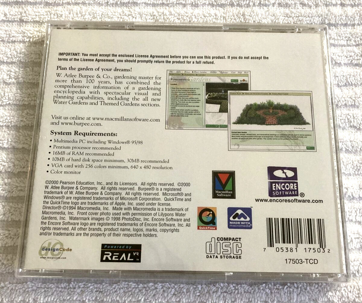BURPEE 3D Garden Designer 3.0 CD Windows Comp. Millennium Edition ~ NEW SEALED