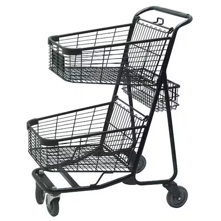 R.W. Rogers Co Rwr-Ver-5050Bk Two Tier Shopping Cart, 29 In. L, 300 Lb.