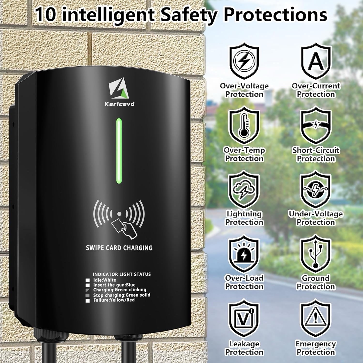 25FT Level 2 EV Charging Station 40A Home Electric Vehicle Charger NEMA14-50