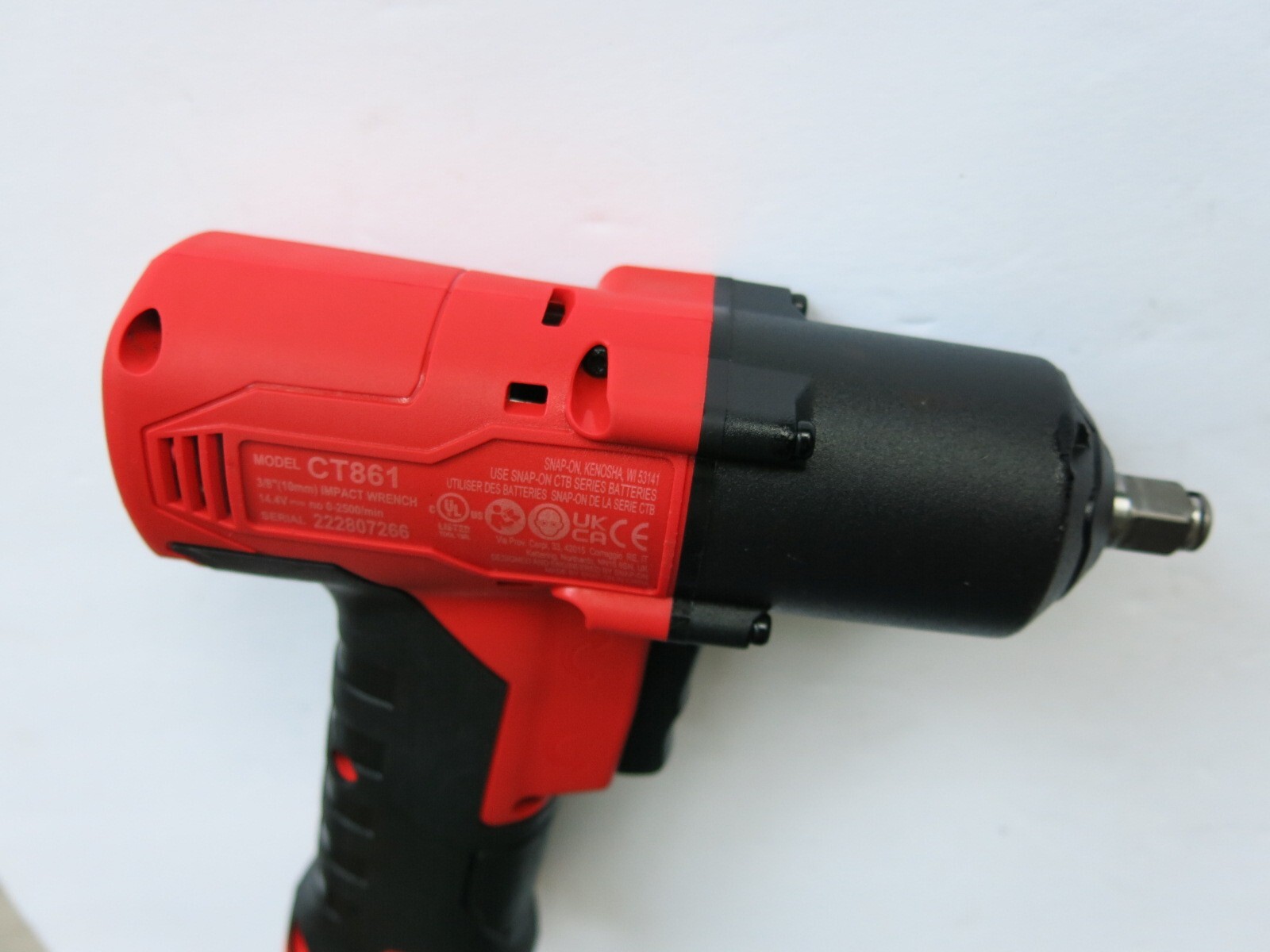 SNAP-ON TOOLS CT861 3/8 Brushless Cordless 14.4v Impact Gun/Wrench FIRE RED