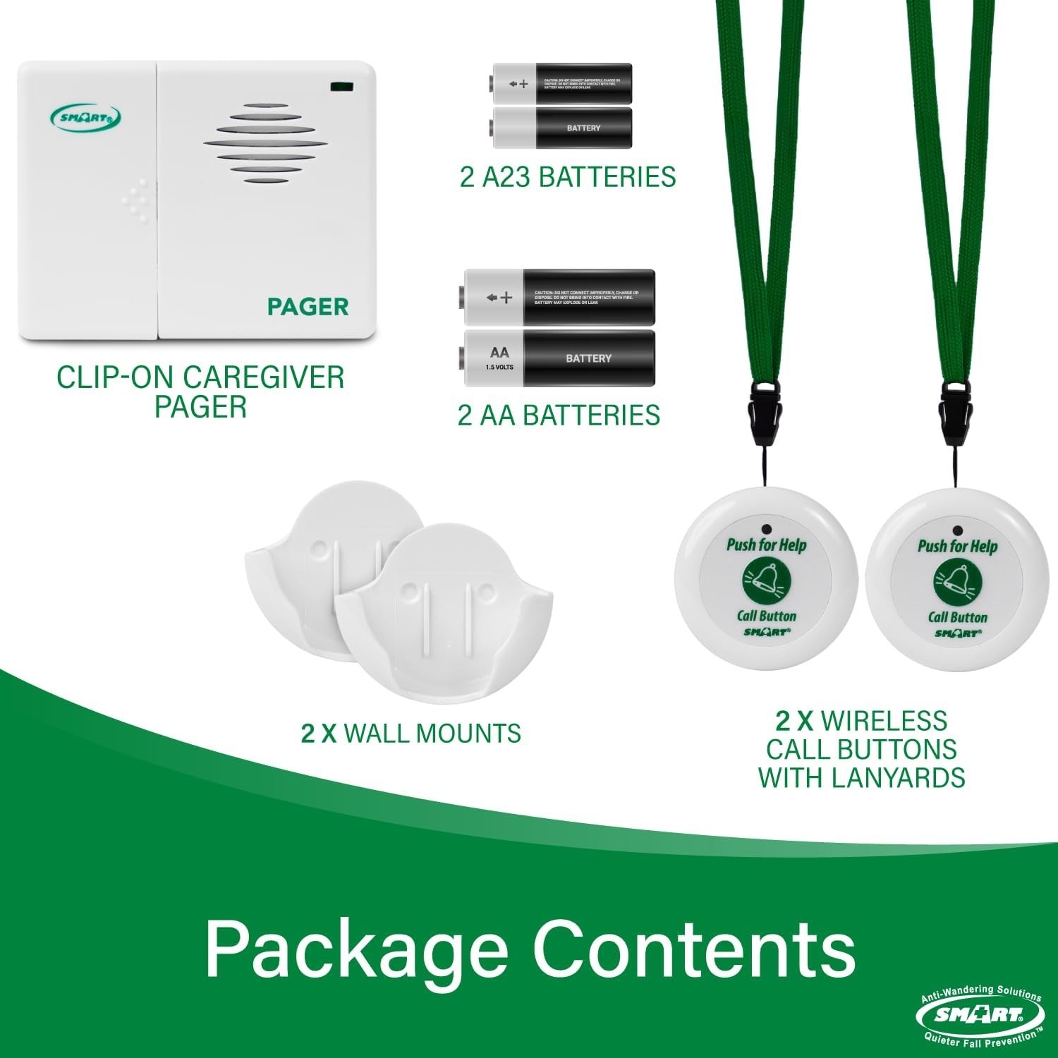 Wireless Caregiver Pager System with 2 Call Buttons for Elderly Assistance