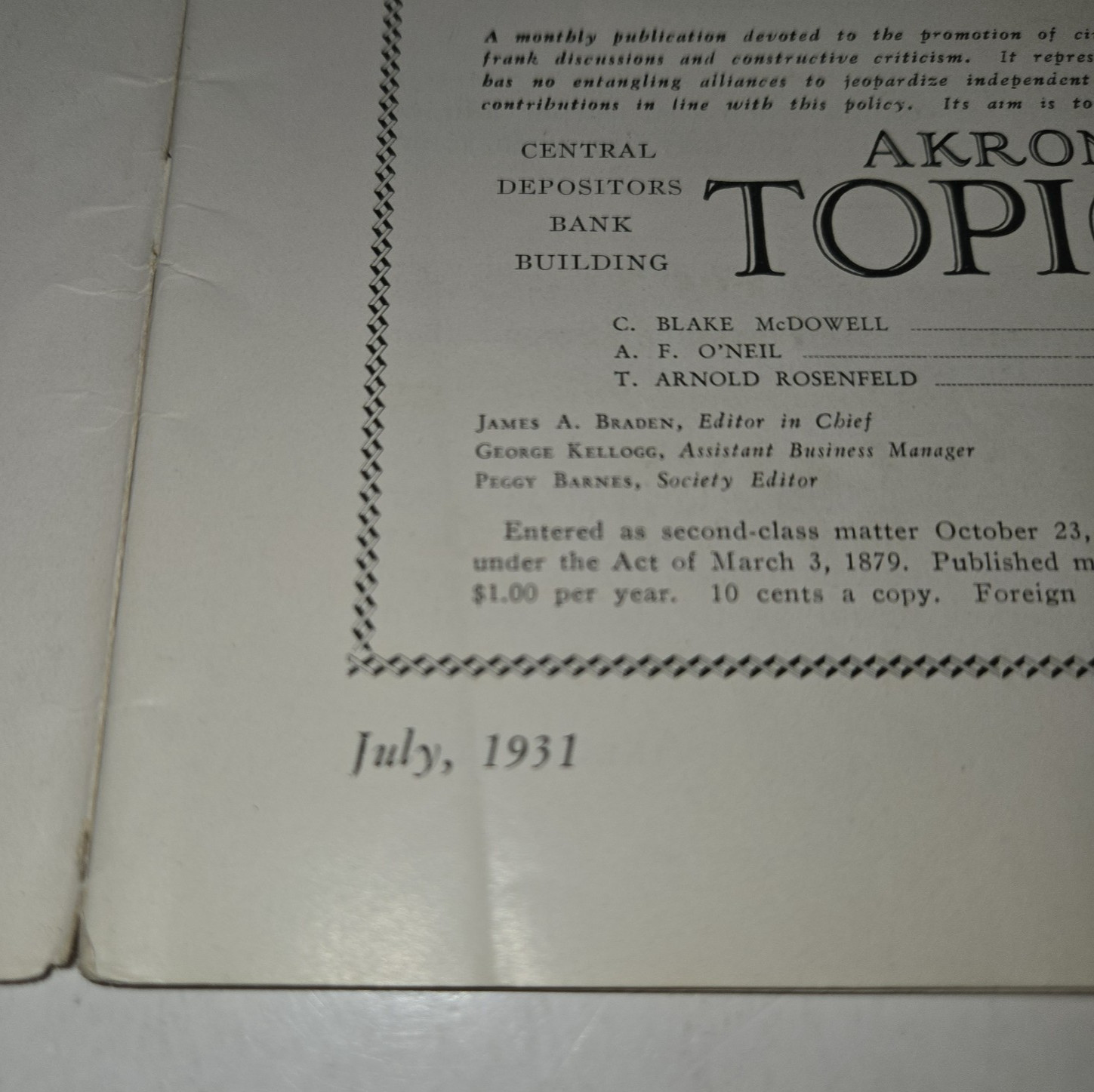 1931 Akron Topics ZRS-4 USS Akron Airship Magazine Rare Ohio Goodyear History