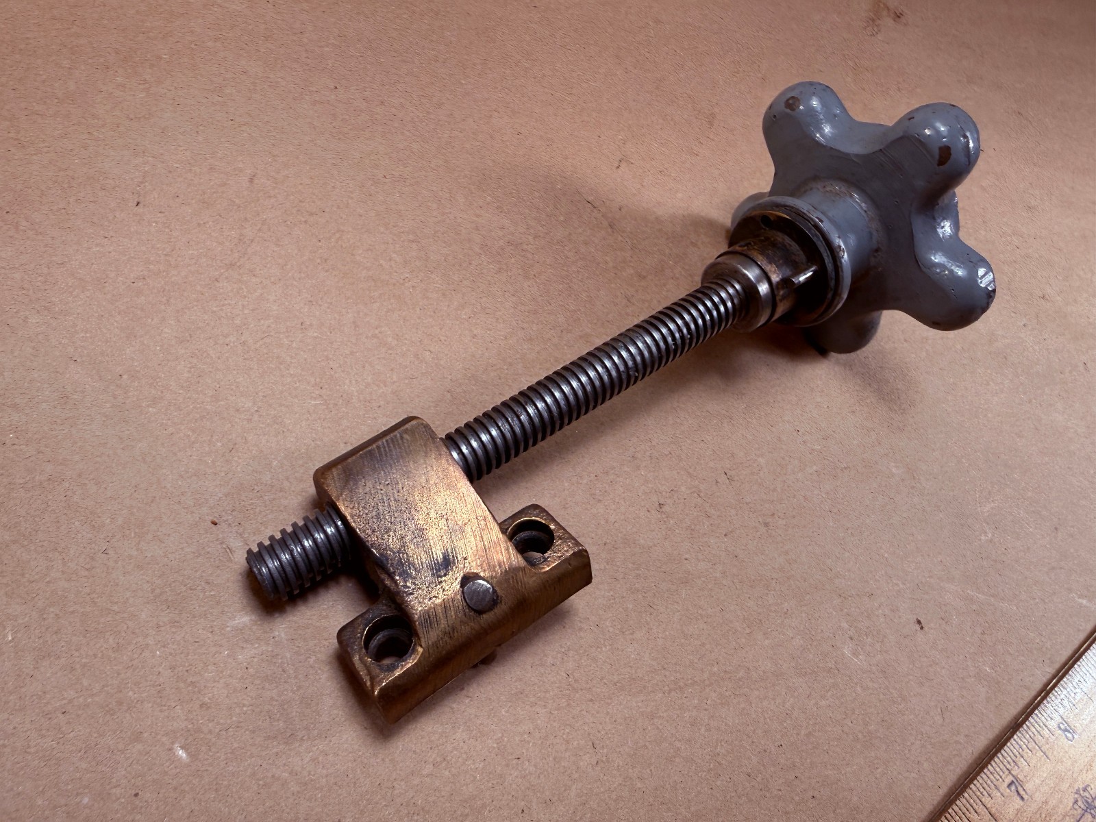 Vintatge Horizontal Milling Saddle Cross Slide Leadscrew Brass Nut + Knob