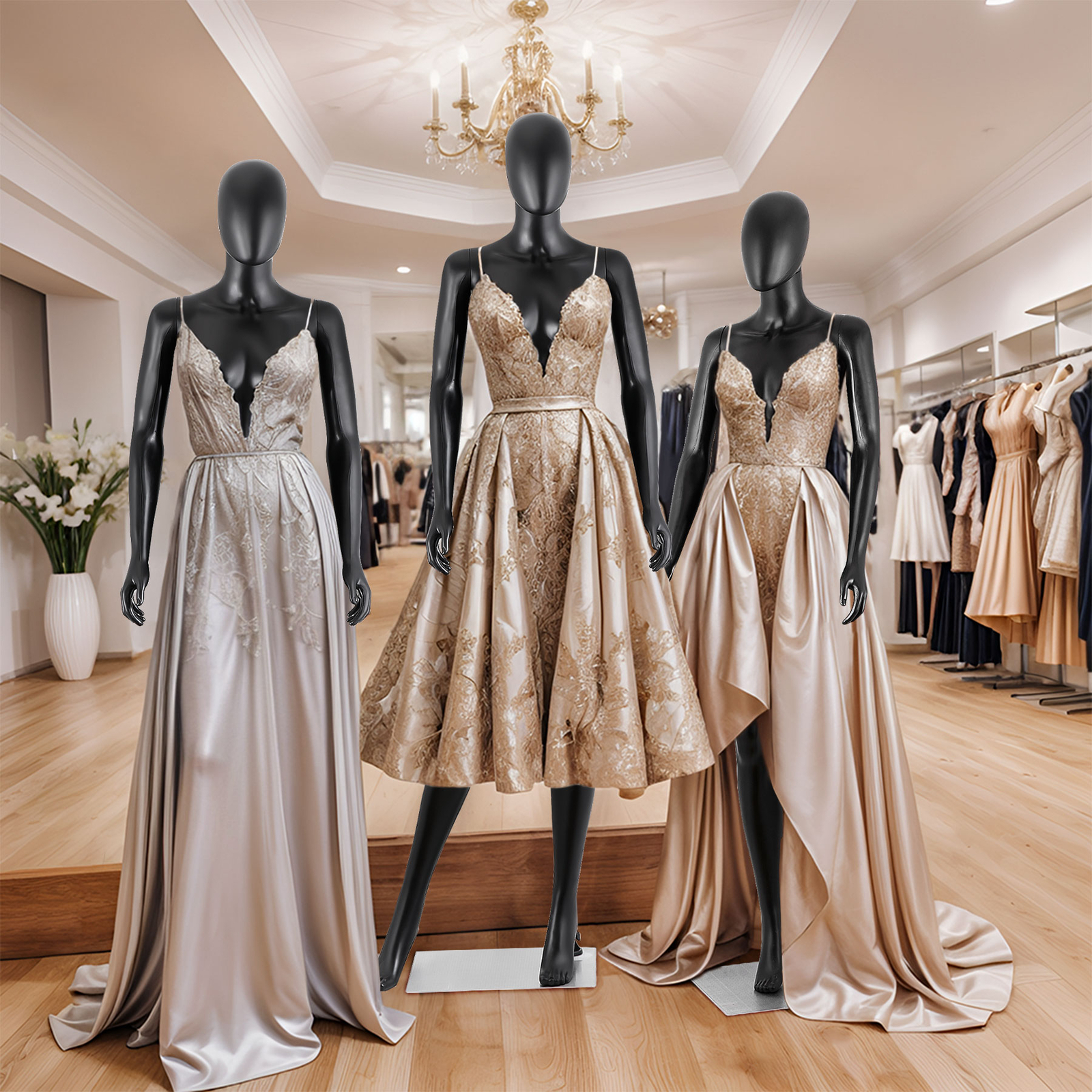 70"Female Mannequin Full Body Realistic Display Head Turns Dress Form Base Black