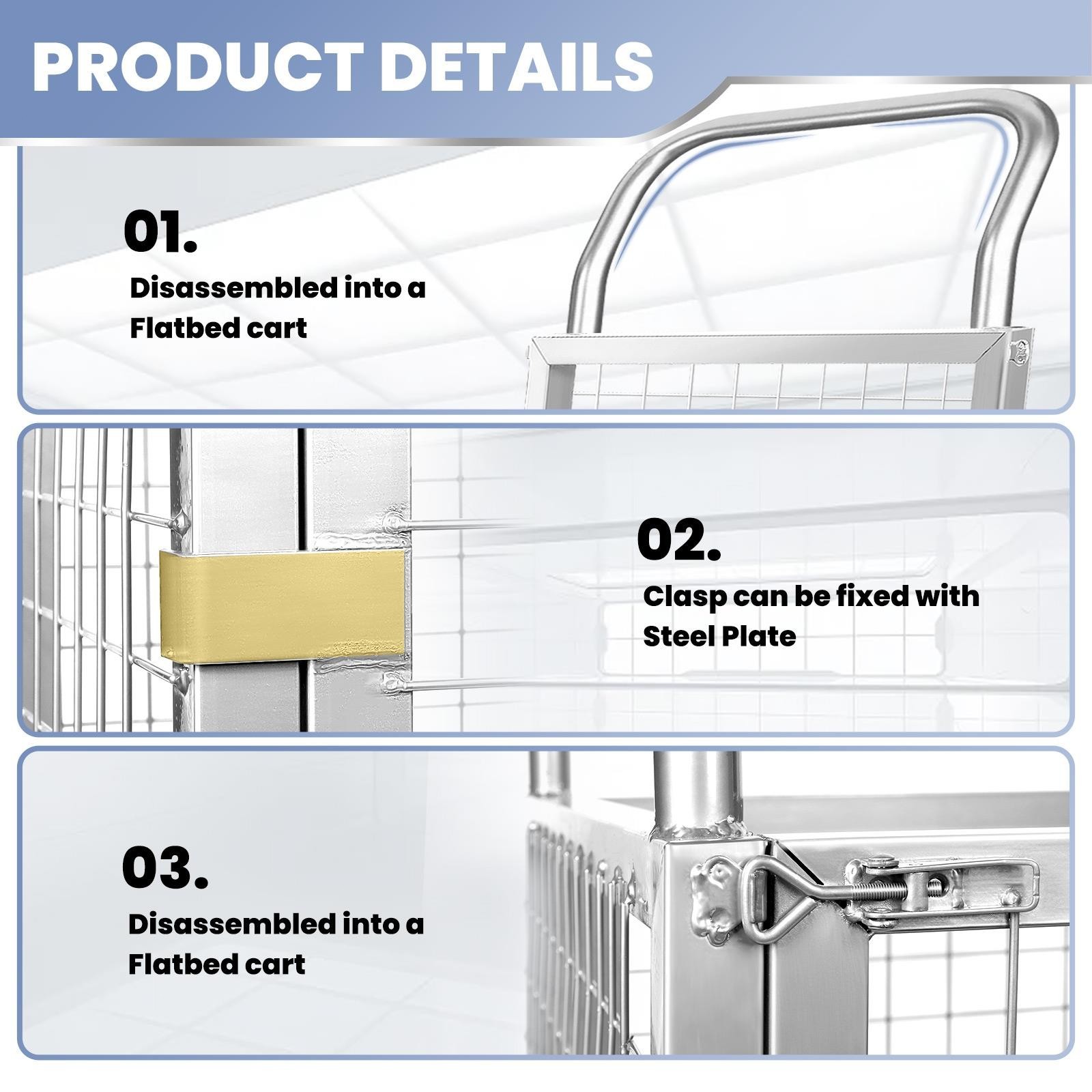 2200LB/2600LB Platform Truck Cart Foldable Flatbed Cart for Grocery & Warehouse