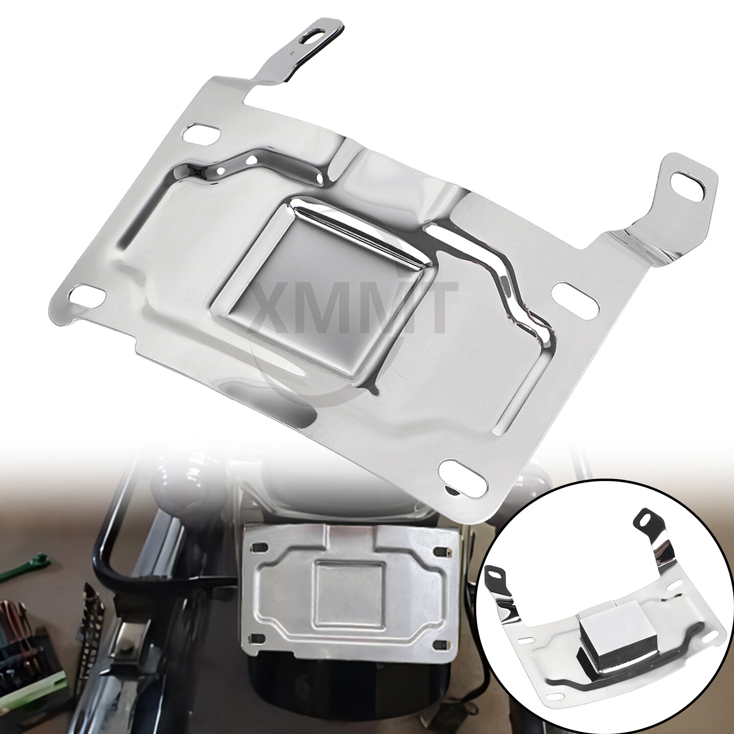 Chrome License Plate Relocation Mount For Harley Street Glide Road King Softail
