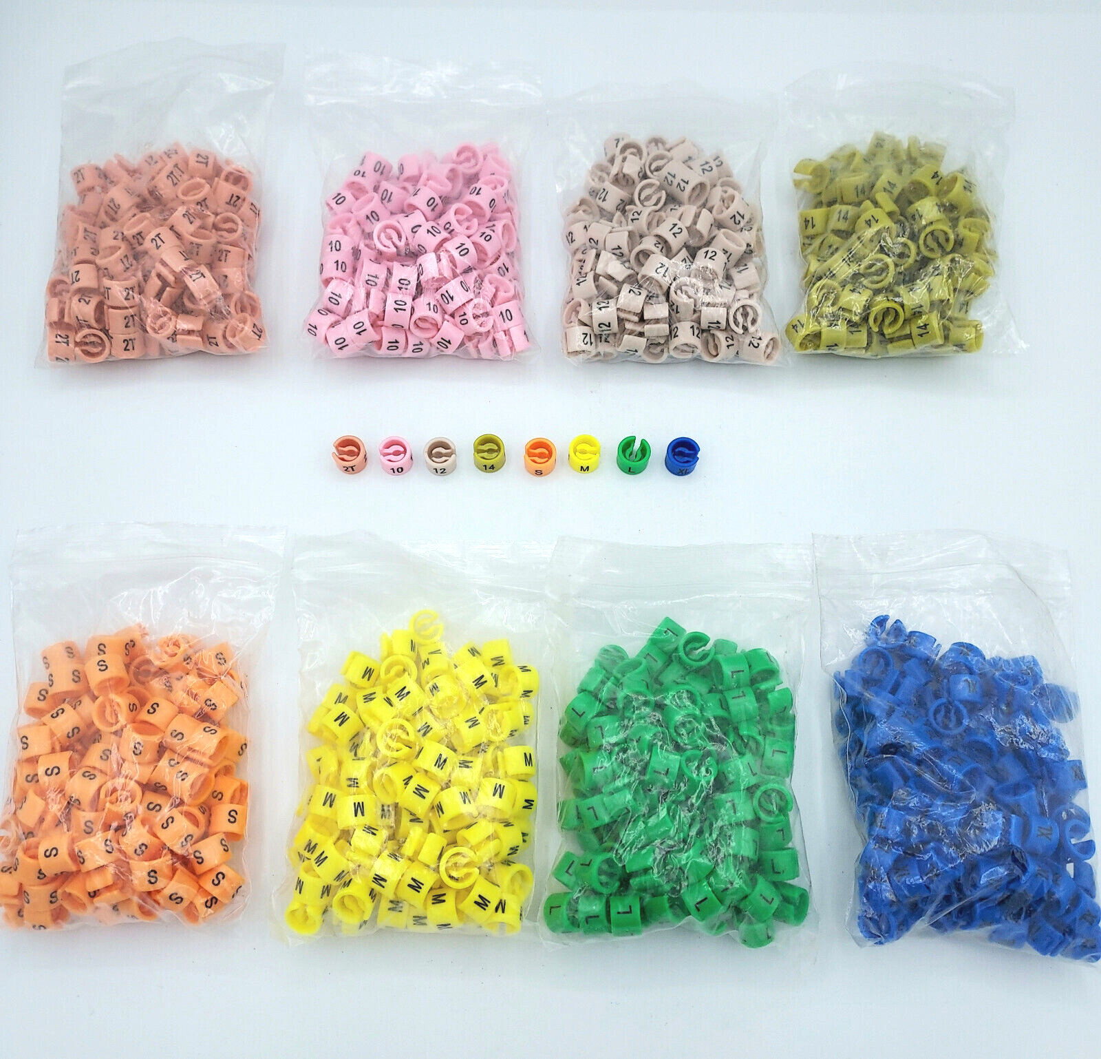 300pcs Hanger Size Markers Colored Plastic Garment Sizer S/M/L/XL 2T-14