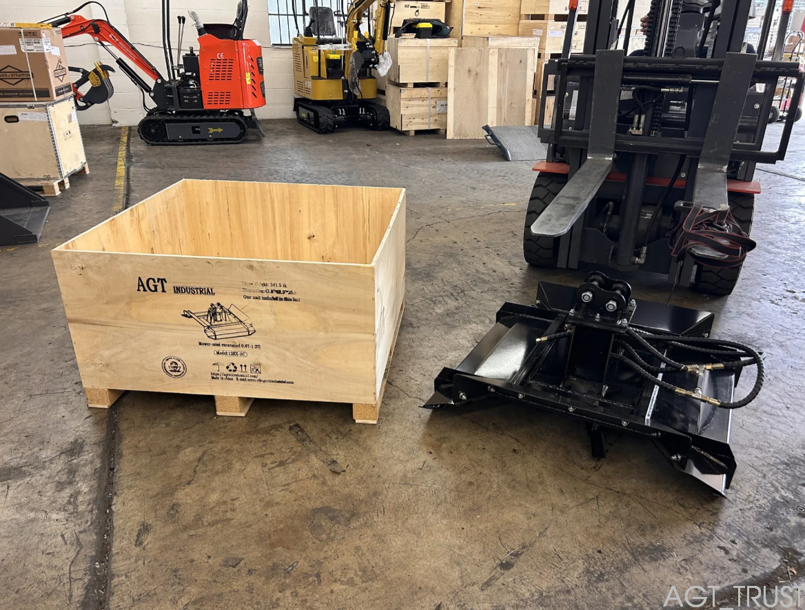 AGT 35in Black Brush Mower Mini Excavator Cutter Mower Attachment 110KG |12EX-RC