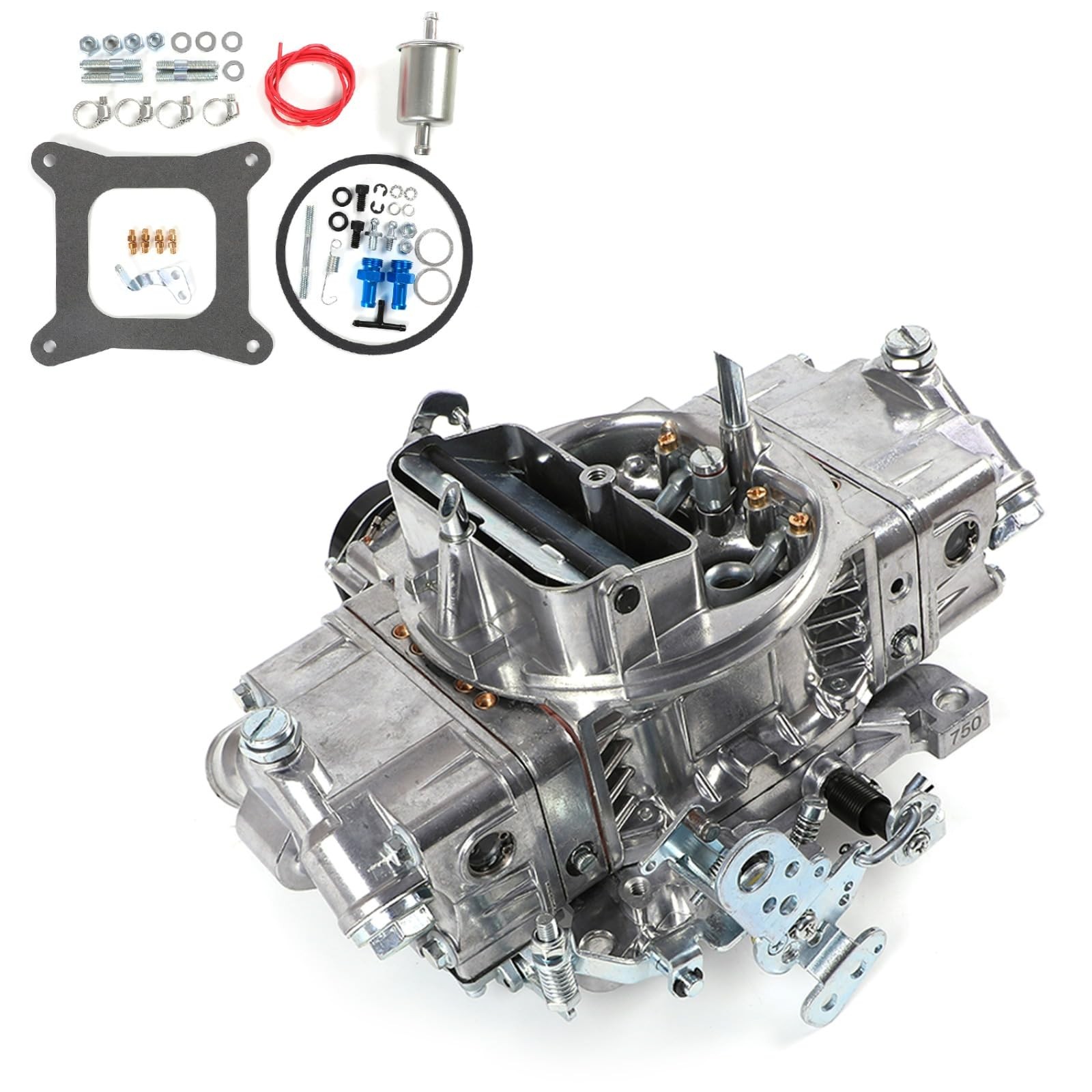 750 CFM 4-Barrel Double Pumper Carburetor Electric Choke Square Bore Flange