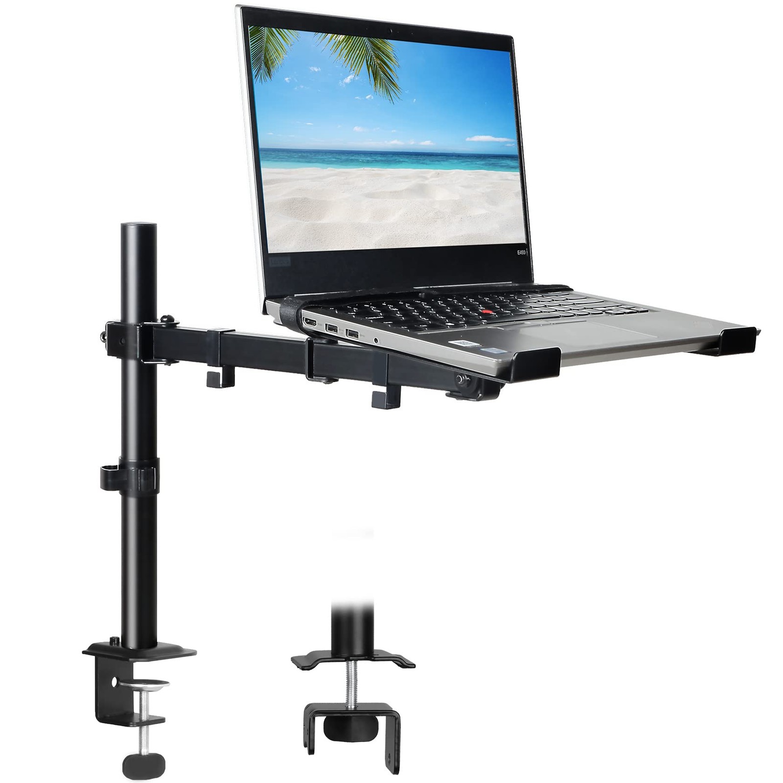 UPGRAVITY Laptop Desk Mount, Single Laptop Stand Arm with Vented Tray for 17 ...