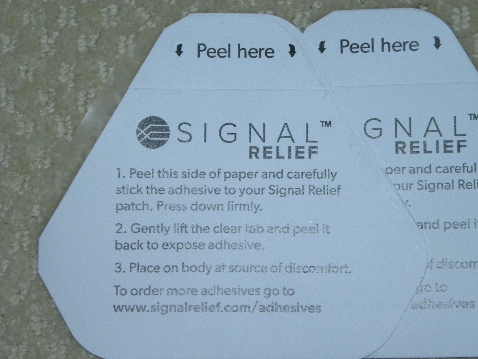 Lot of 2 SIGNAL RELIEF Reusable Adhesive **Adhesive ONLY No Patch** NEW