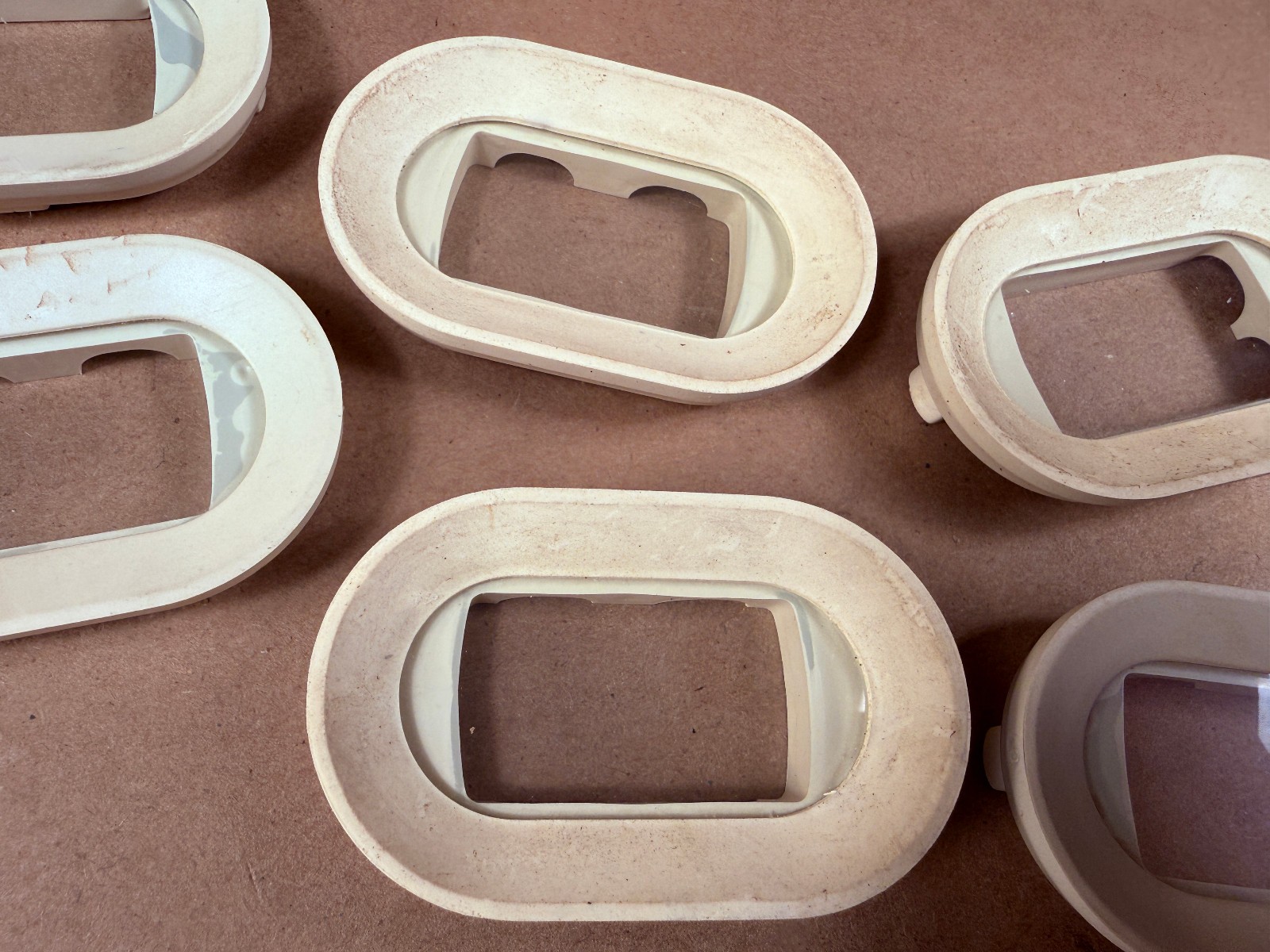 Set of Vintage Stanley Level End Plates Caps with Vial Covers and Surrounds