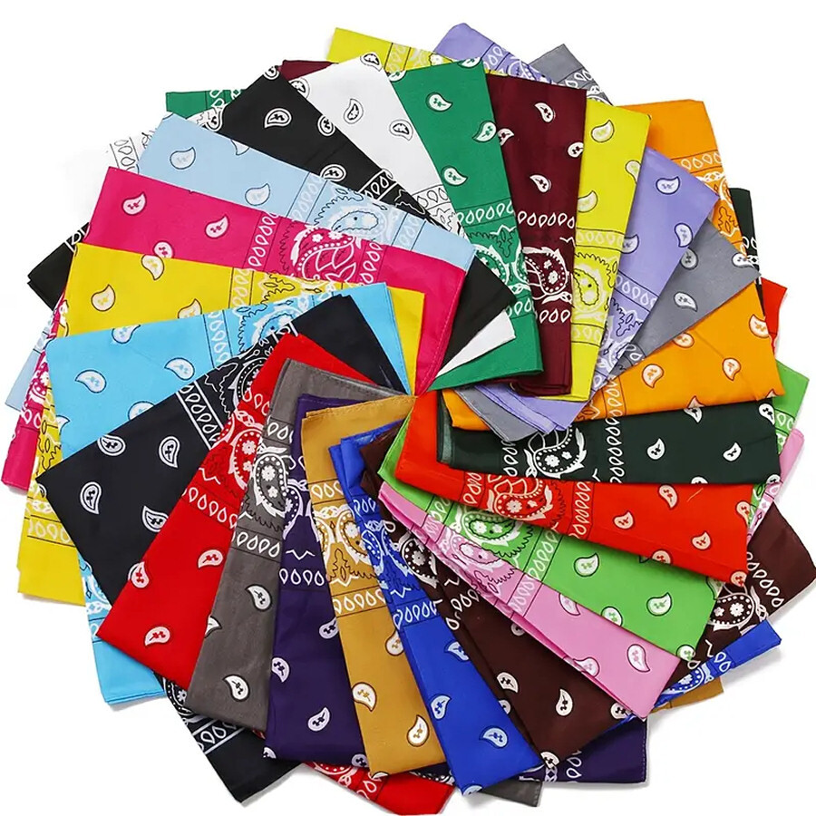 2-Pack Bandana 100% Cotton Paisley Print Double-Sided Scarf Head Neck Face Mask