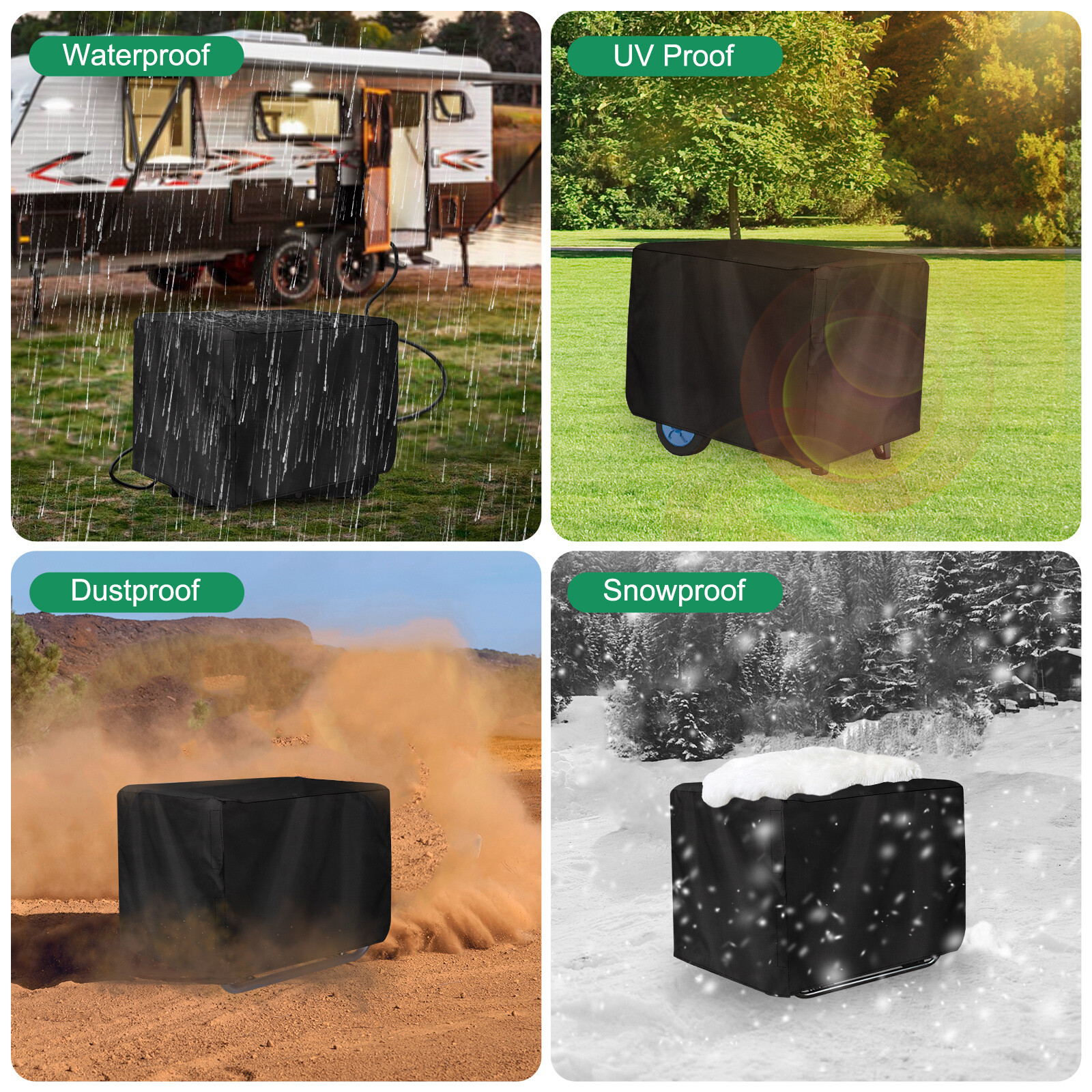 210D Waterproof Heavy Duty Universal Generator Cover 38x28x30" for 5500-15000W