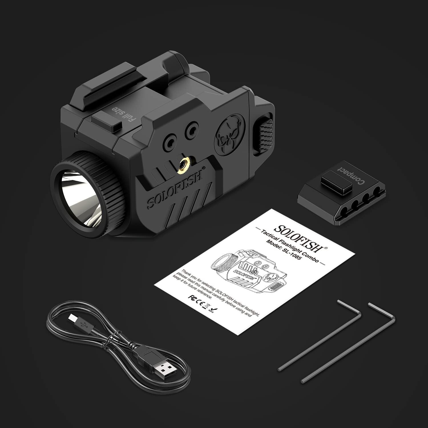 SOLOFISH 600 Lumen Flashlight & Green Laser Sight Pistol Handgun Picatinny Rail