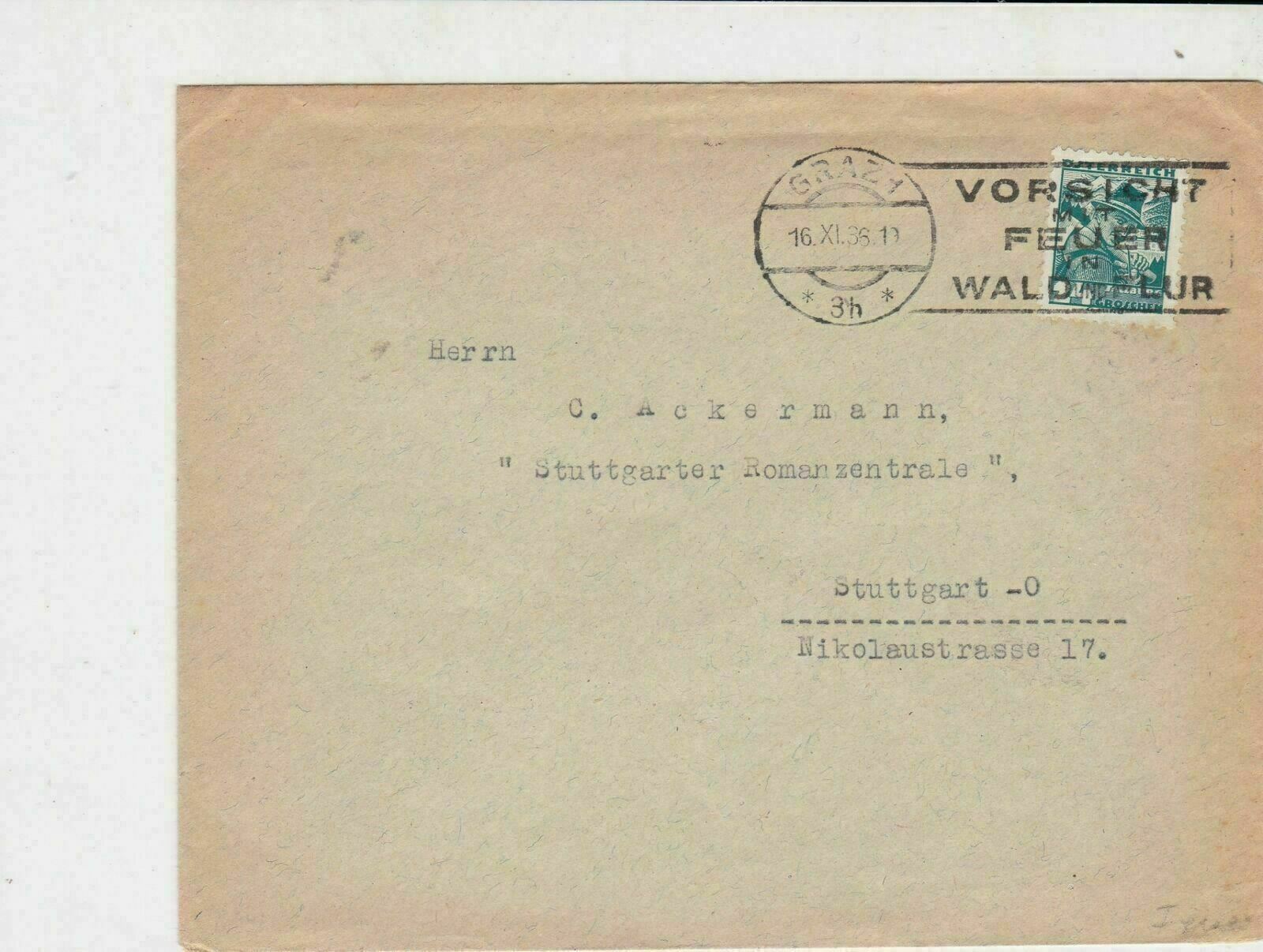 Austria 1936 to Germany Graz Cancel  Stamps Cover ref R 16303