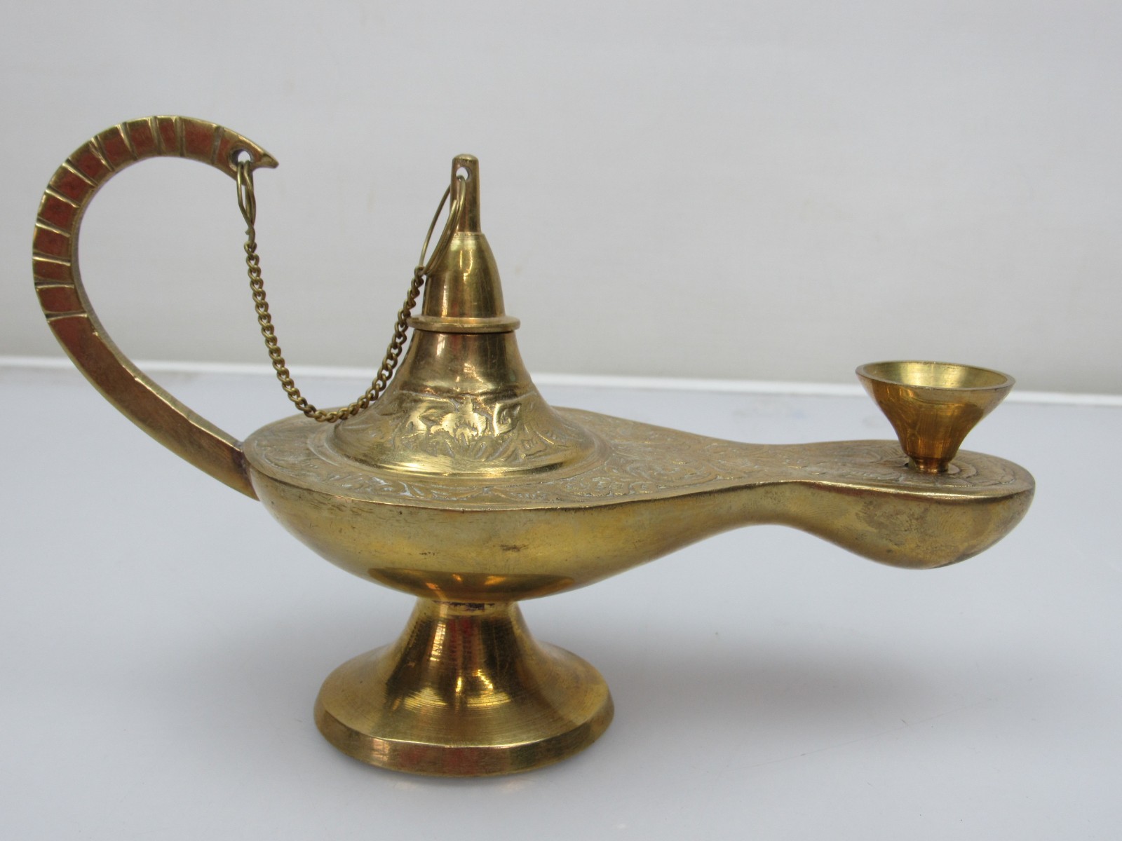 Vintage Brass Aladdin Genie Oil Lamp Incense Burner