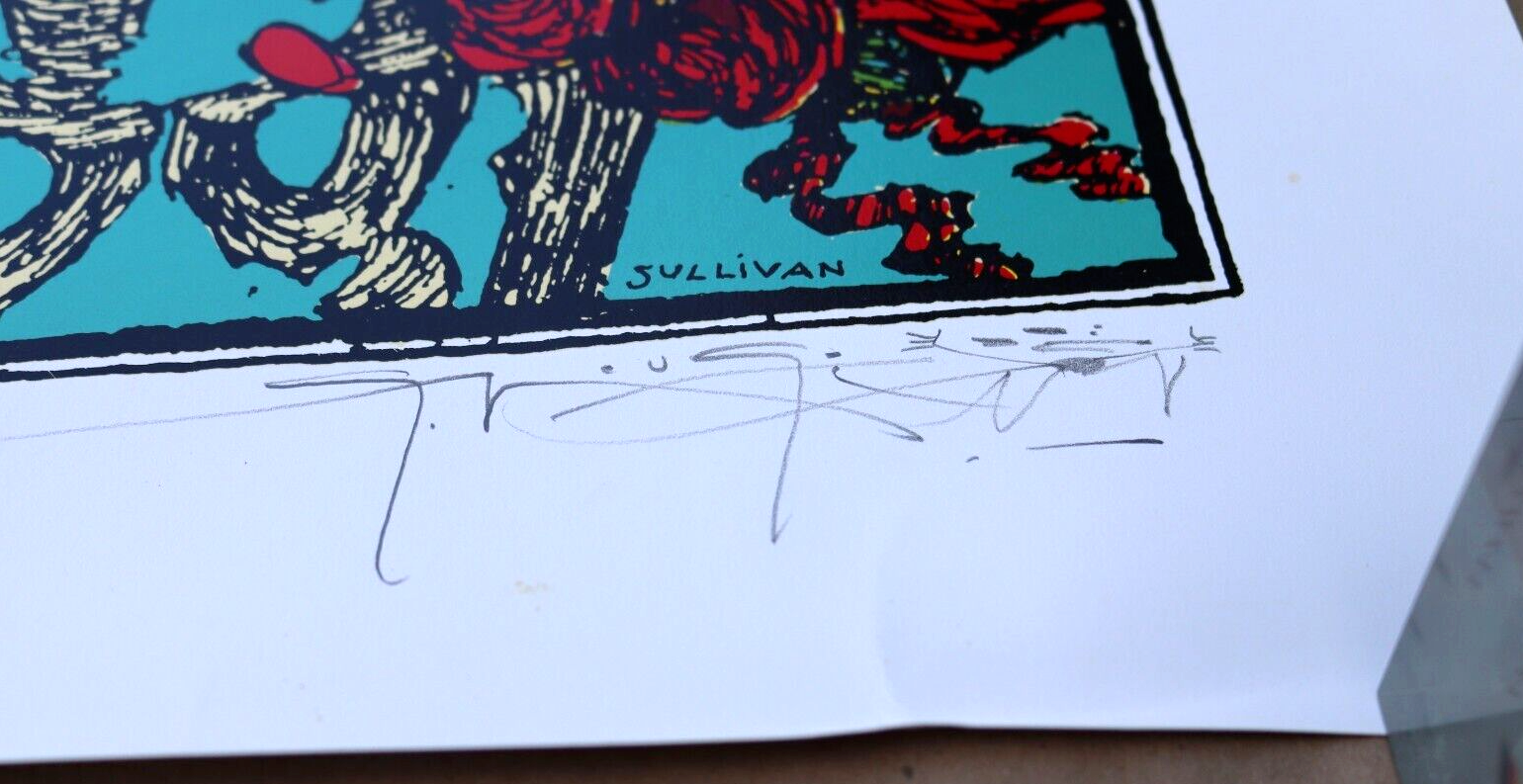 GRATEFUL DEAD SKELETON & ROSES POSTER PRINT ART SIGNED STANLEY MOUSE 29x22"