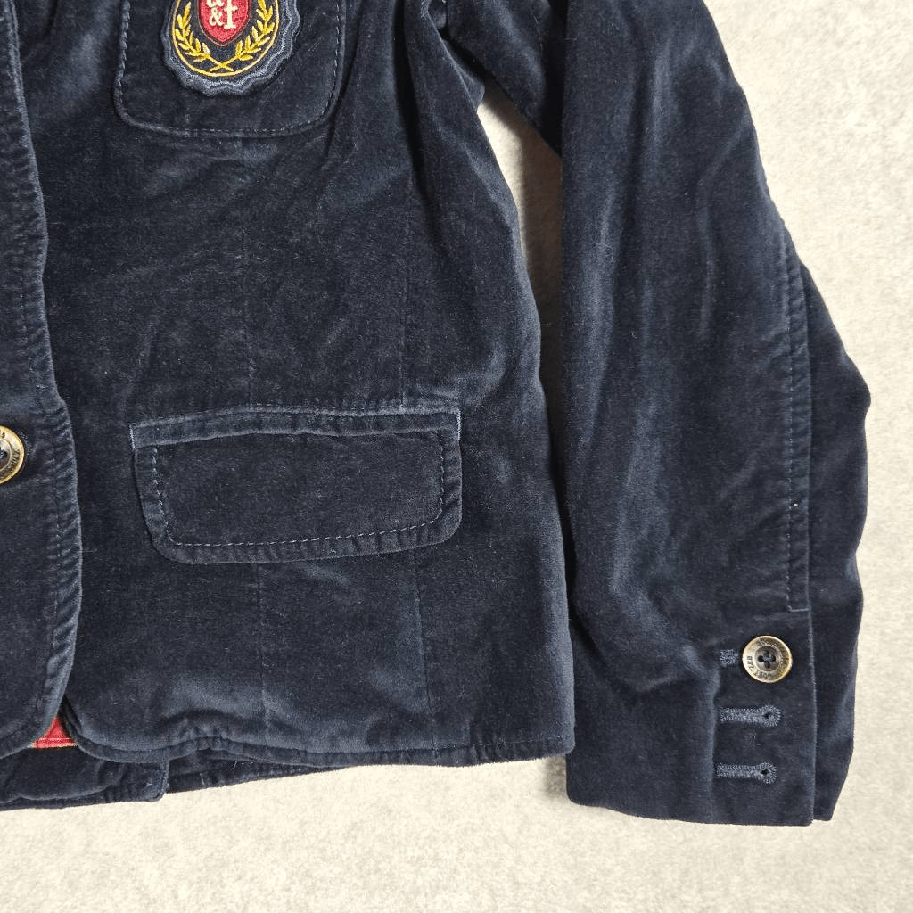 Abercrombie Kids Fitch Velvet Blazer Jacket Youth XL Blue Button Crest Preppy 14