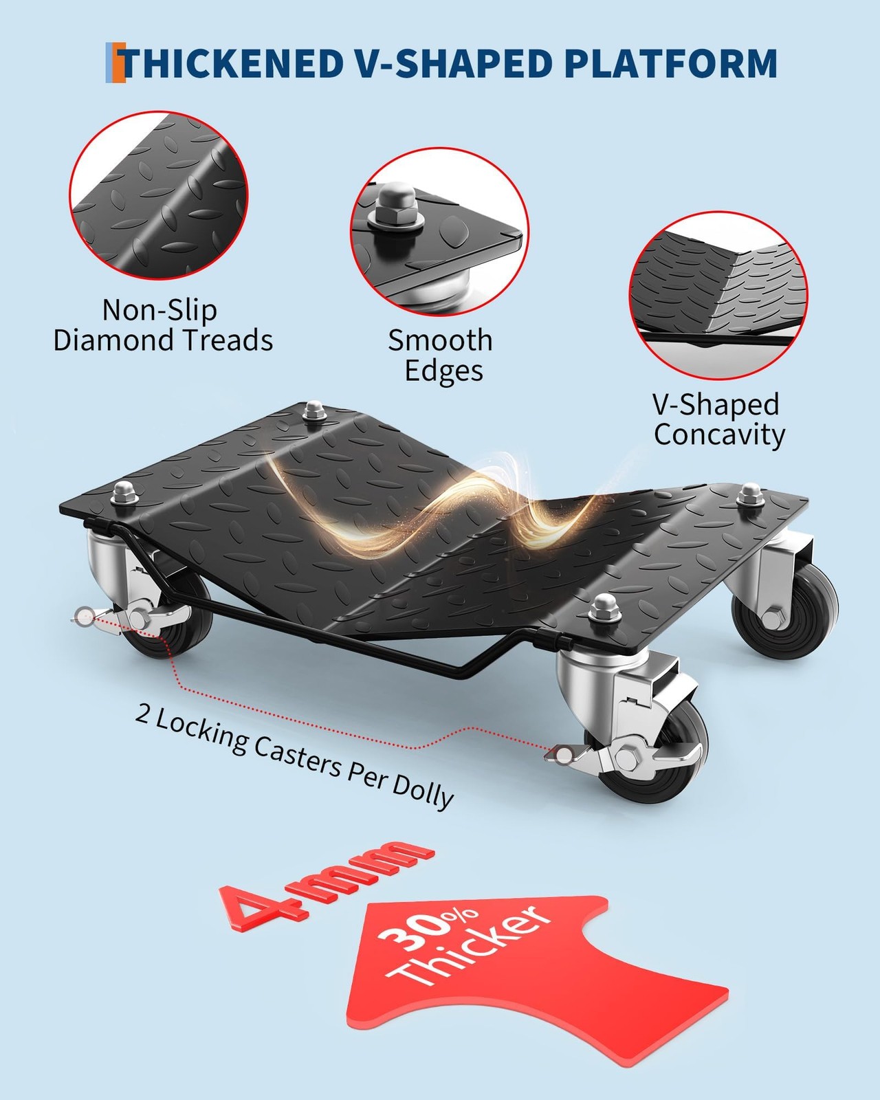 4 Pack Heavy Duty Car Wheel Dolly Set 1500 Lbs Per Dolly Garage Vehicle Mover