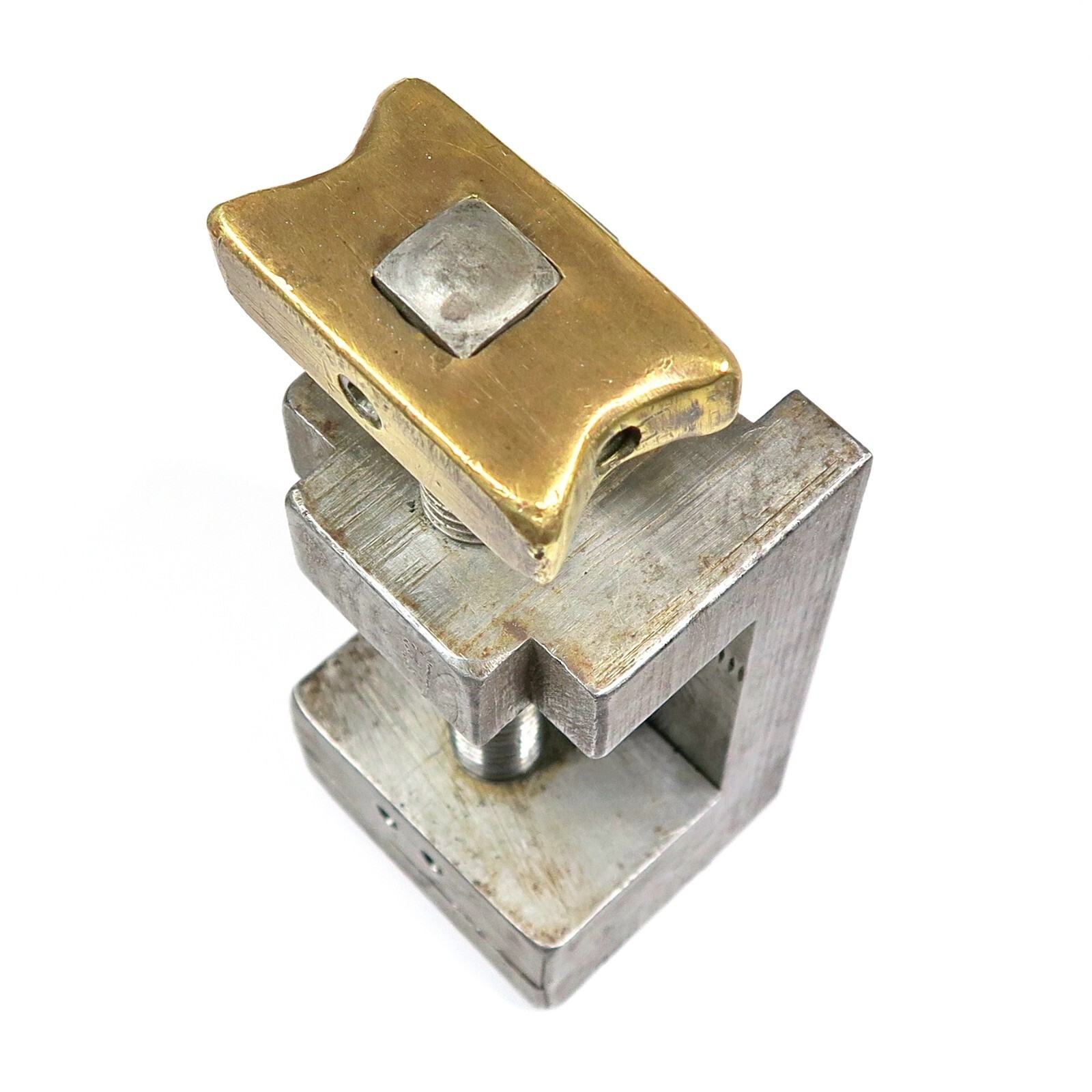 Small Brass Handle Drill Press Vice 1.8" Max Opening Vintage Machinists Tool