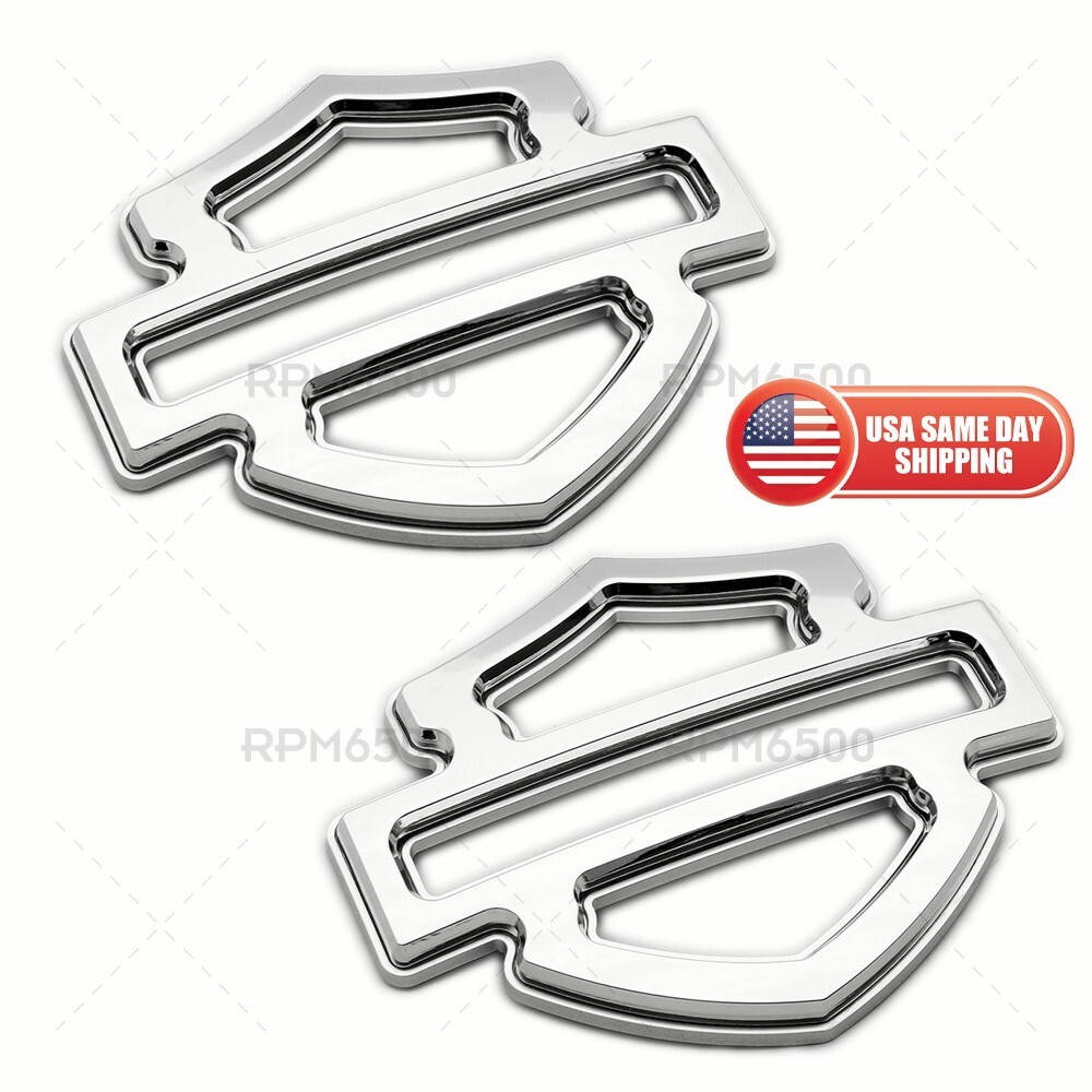 Harley CVO Custom Tank Emblems, Silver Chrome Double Layer (set of 2)