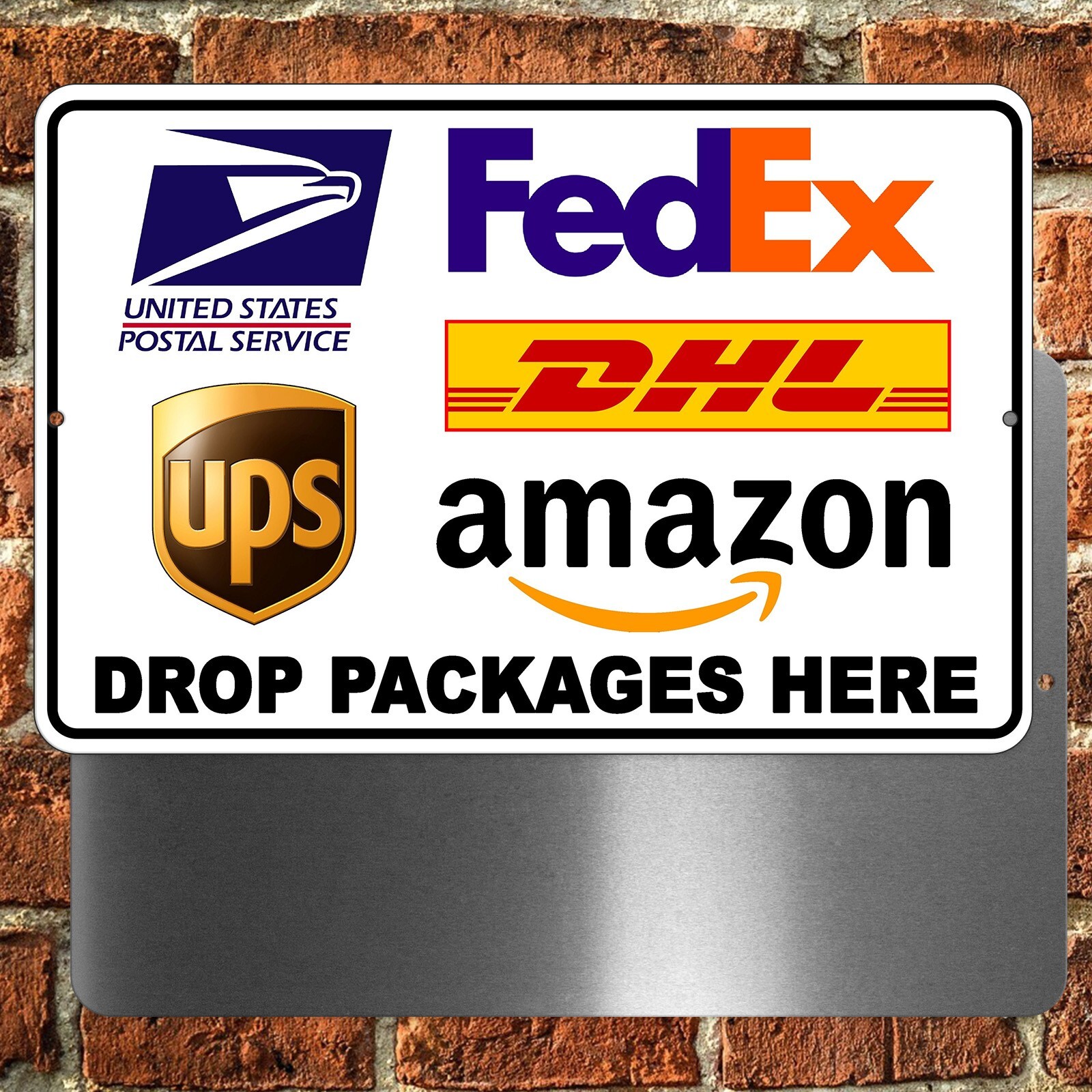 Delivery Instructions Drop Package Here Sign METAL usps fedex amazon ups MS022