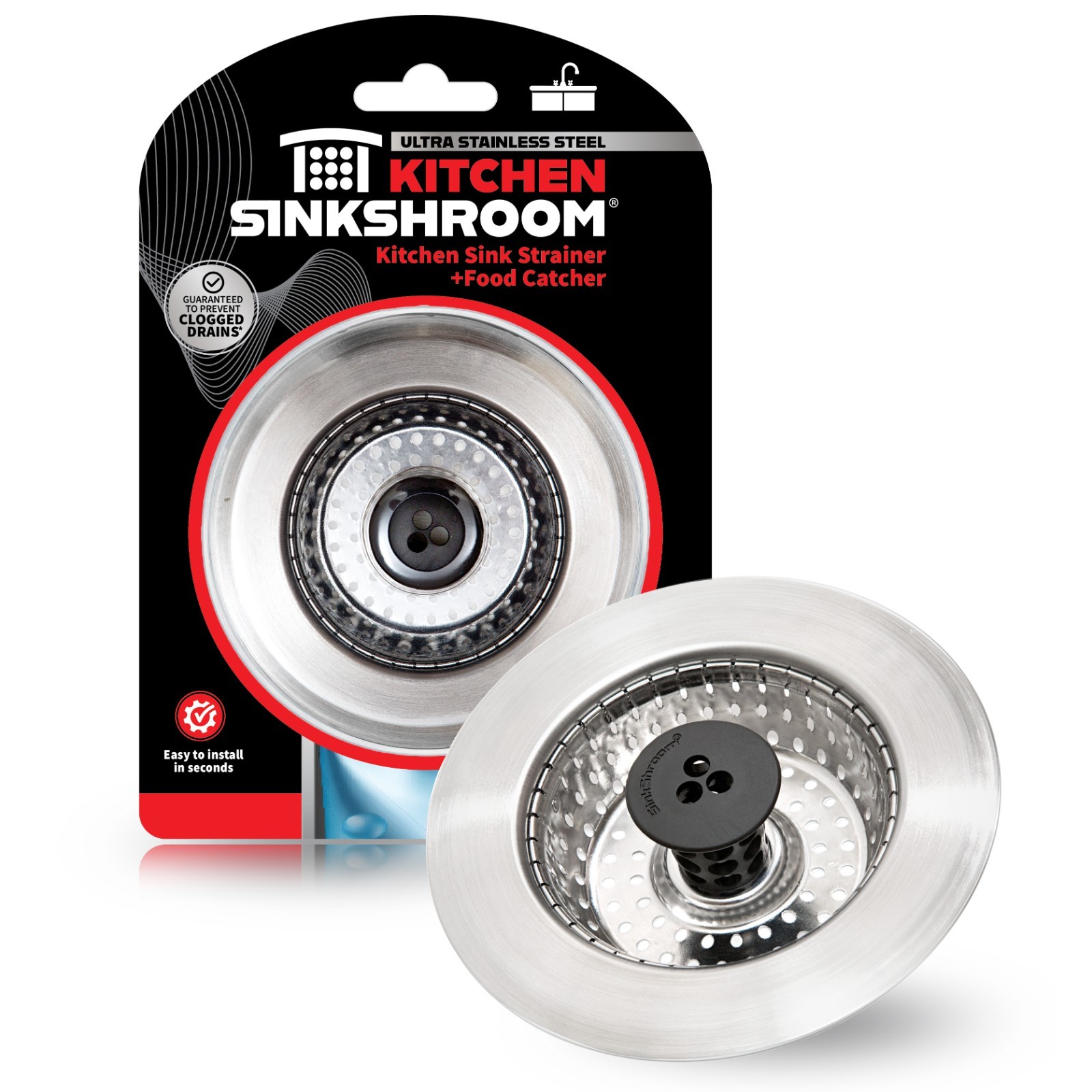 Kitchen SinkShroom® Revolutionary Strainer w/ Anti-Clog Technology by TubShroom