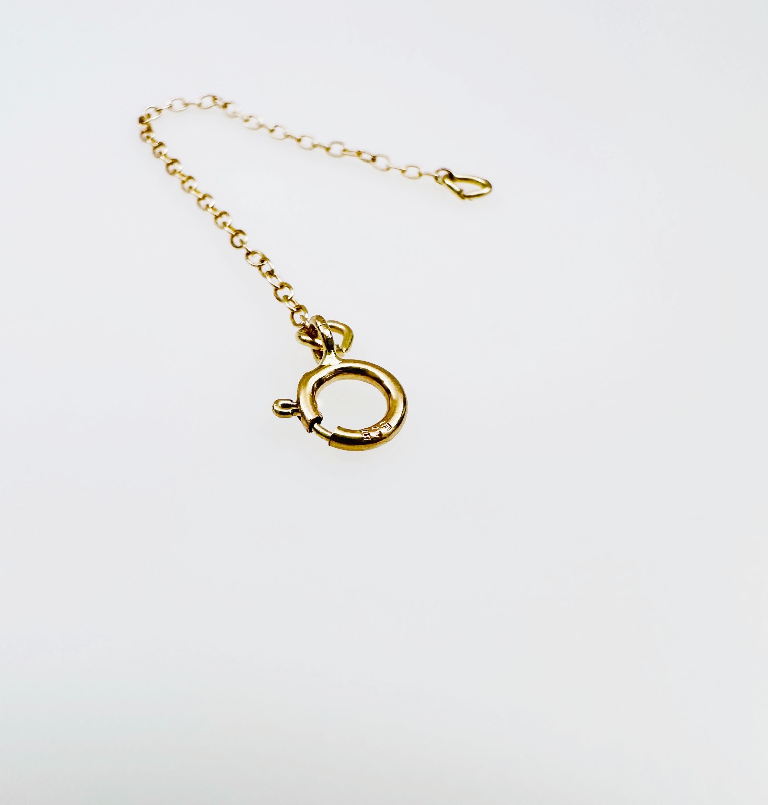 14K Solid Yellow Gold Cable Link Safety Chain Extension Extender, 1mm, 2.25"