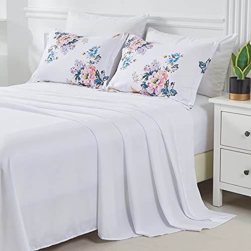 7 Piece Bed in a Bag Comforter Set Botanical Floral Bedding Queen Black Floral