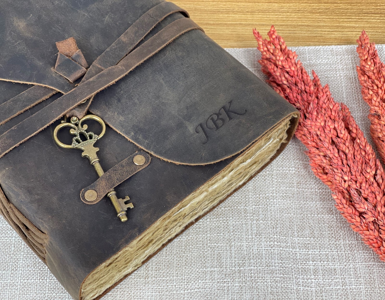 Personalized Leather Journal With Small Defects Handmade Deckle Edge Paper