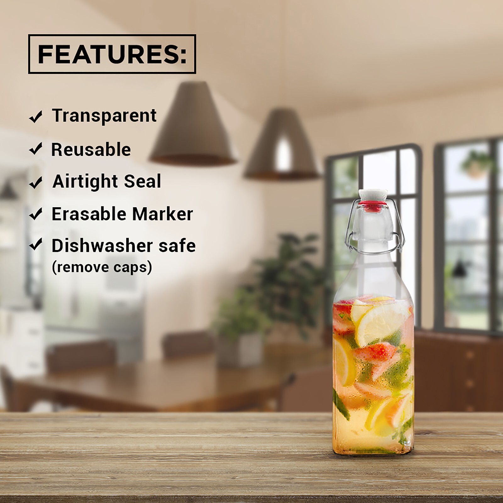 Nevlers 8.5 Oz. Airtight Glass Swing Top Bottles + Accessories (Pack of 6)