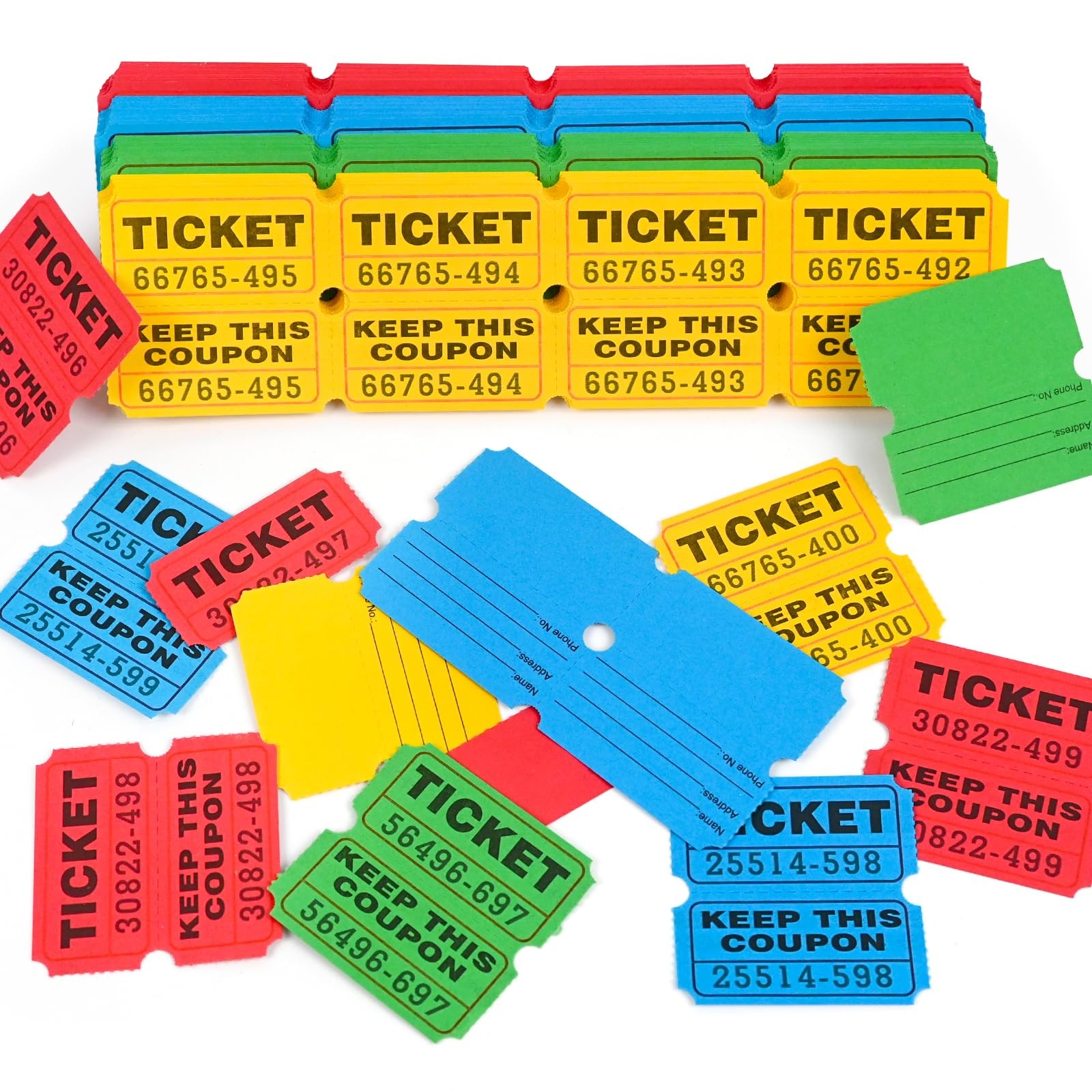 Raffle Tickets 800 Pcs 400 Pairs 50/50 Double Ticket Bold Numbers Easy Reading
