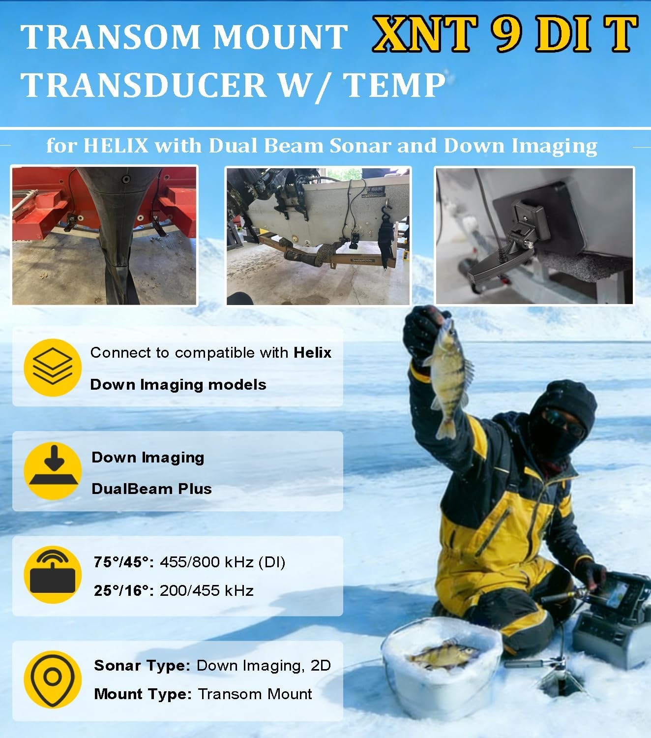 For Humminbird XNT 9 DI T HELIX DI CHIRP Transom Mount Transducer w/Temp710226-1