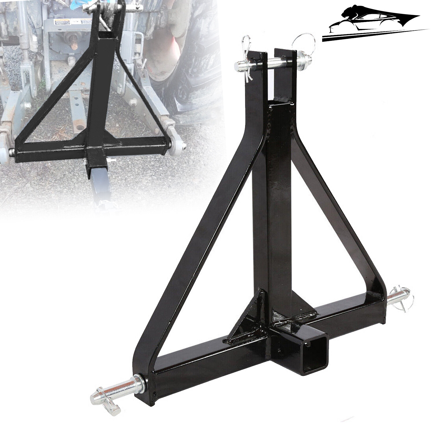 3 Point 2" Hitch Receiver Trailer Category 1 Tractor Tow Drawbar Adapter Steel