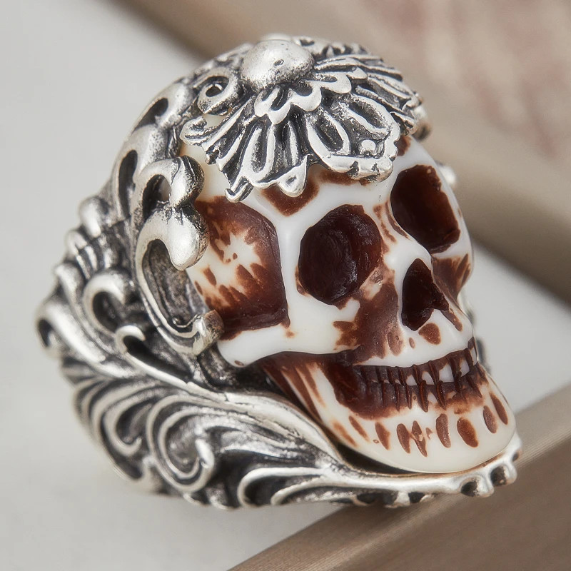 Human Skull Skull Open Ring Jewelry Gothic Silvery Adjustable Resizable