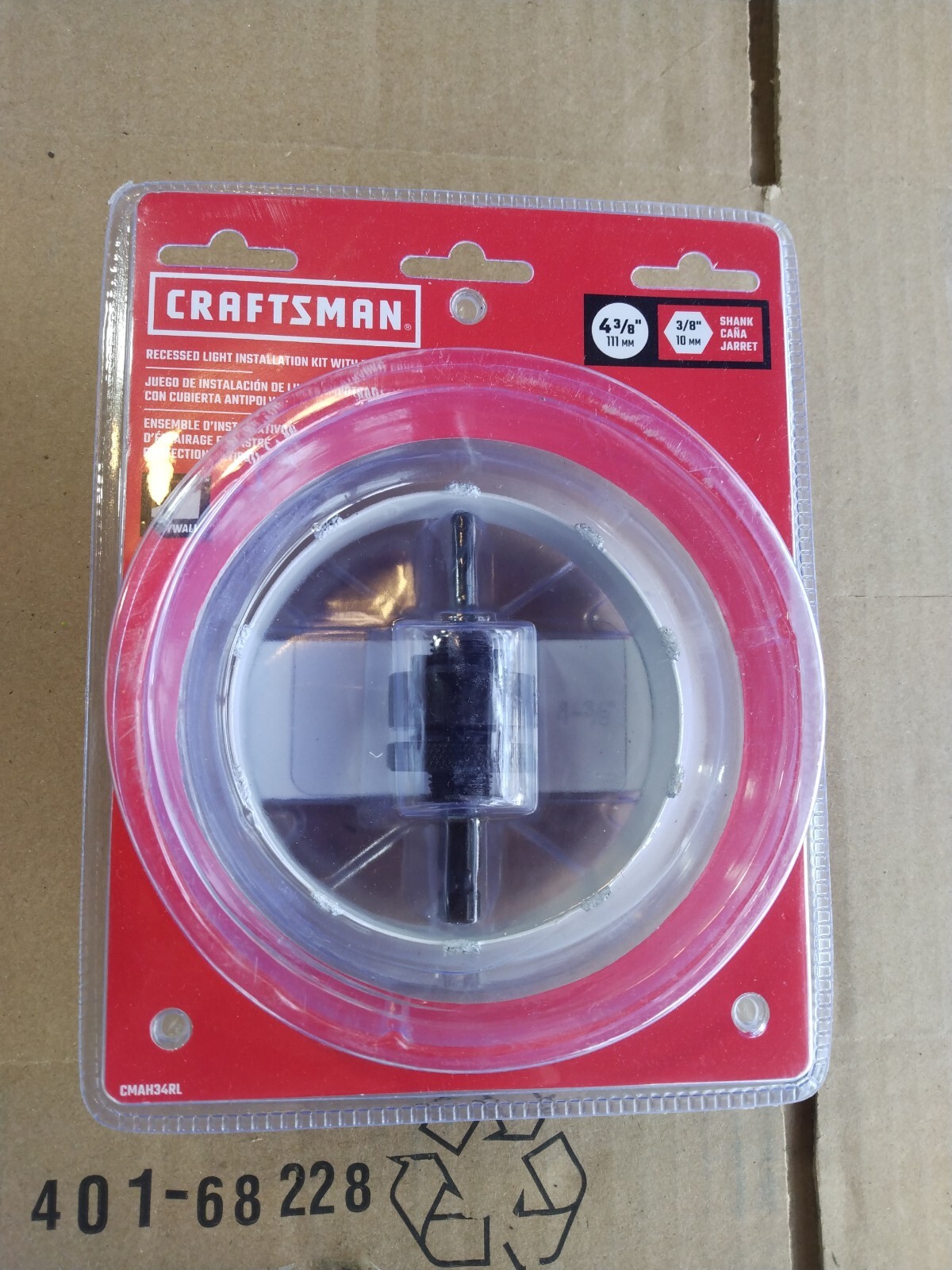Craftsman 4-3/8" Recessed Lighting Light Hole Saw Drywall Sheetrock w/arbor